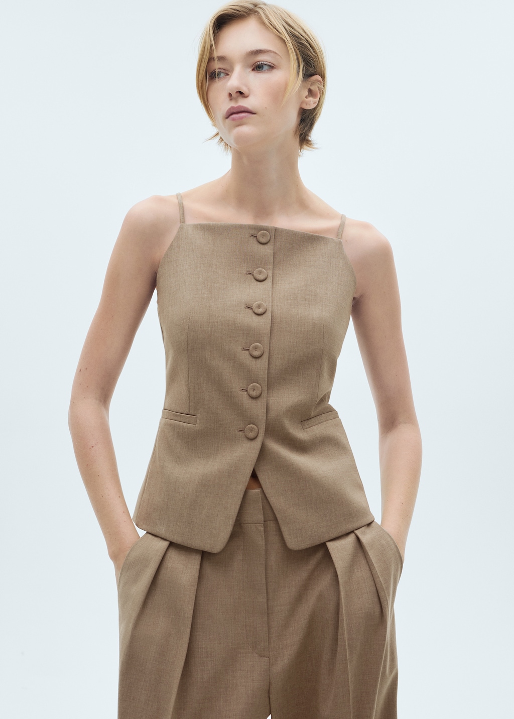 Check wool-blend suit vest - Women | MANGO OUTLET USA