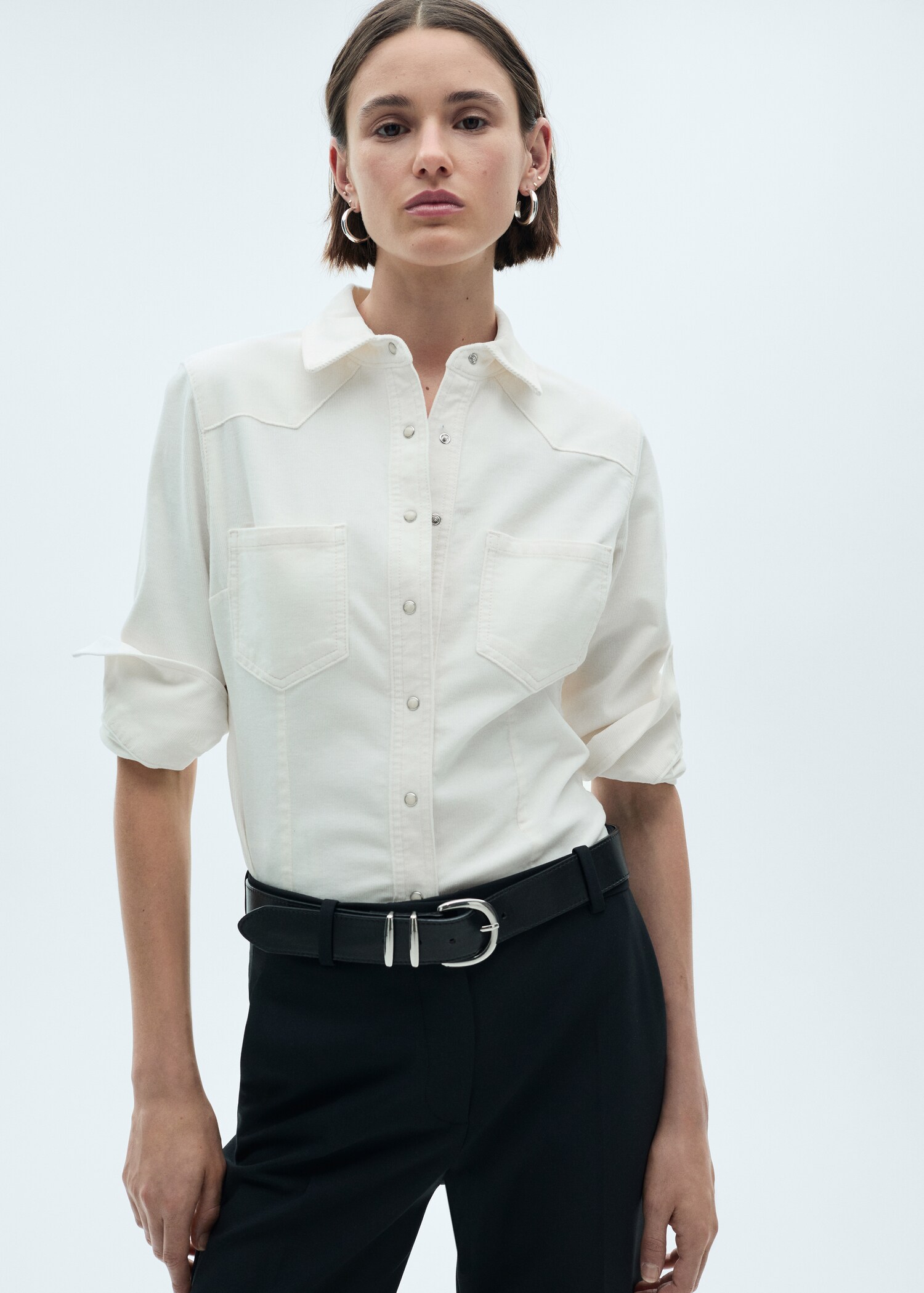 Micro-corduroy shirt with pockets - Medium plane