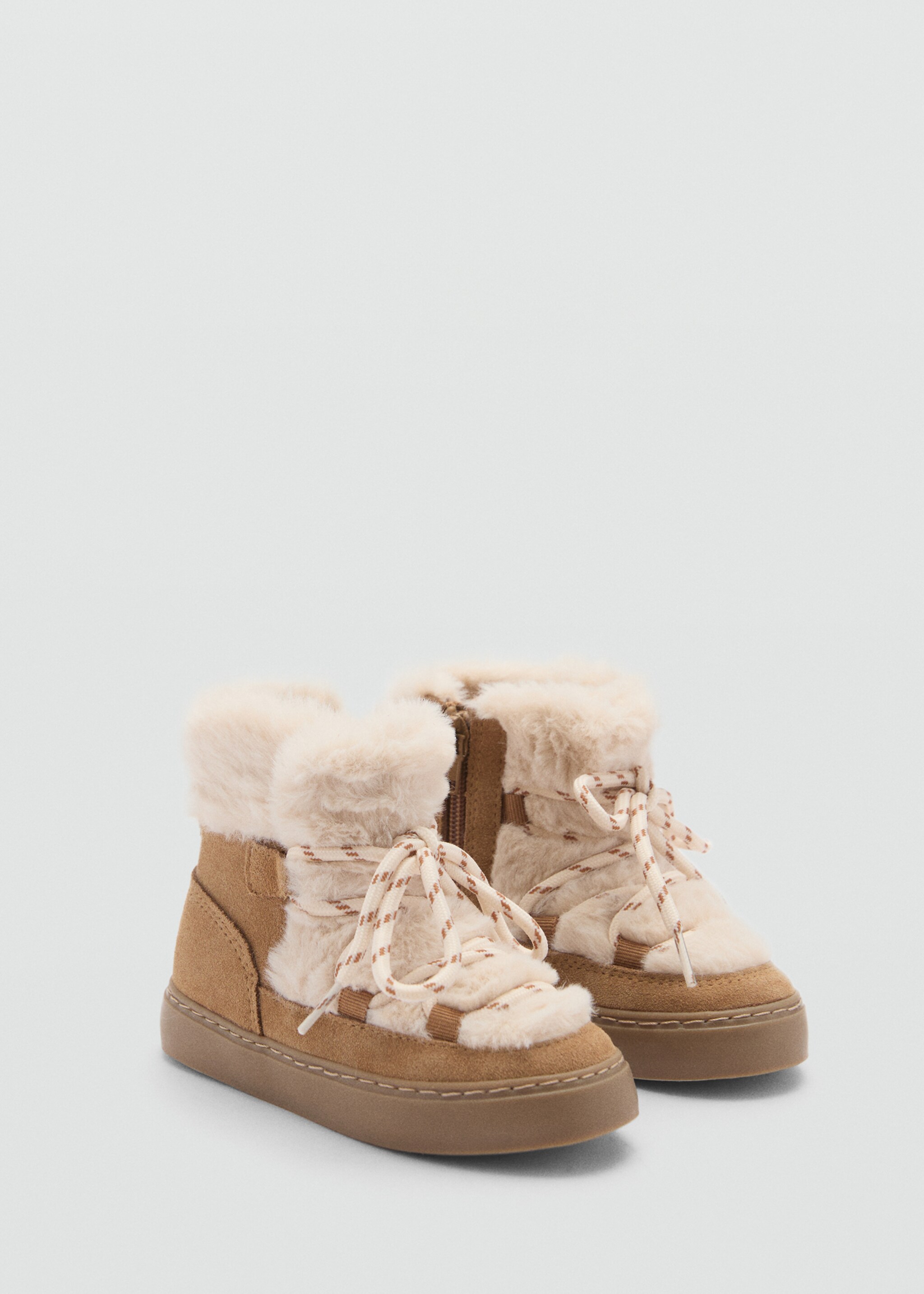 Fur leather ankle boots - Medium plane, Coffee. Ref: 77087116-00.