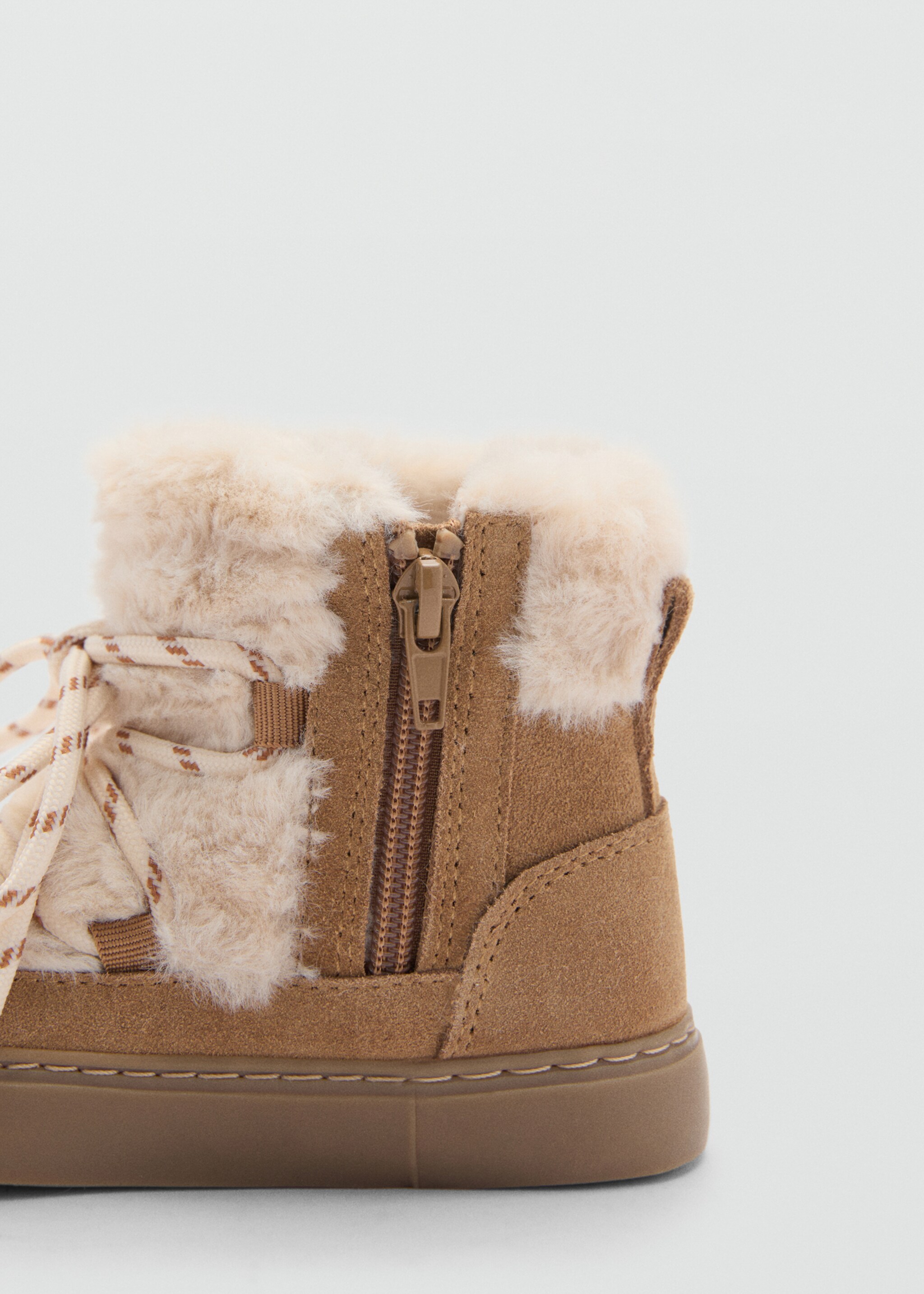 Fur leather ankle boots - Details of the article 1, Coffee. Ref: 77087116-00.