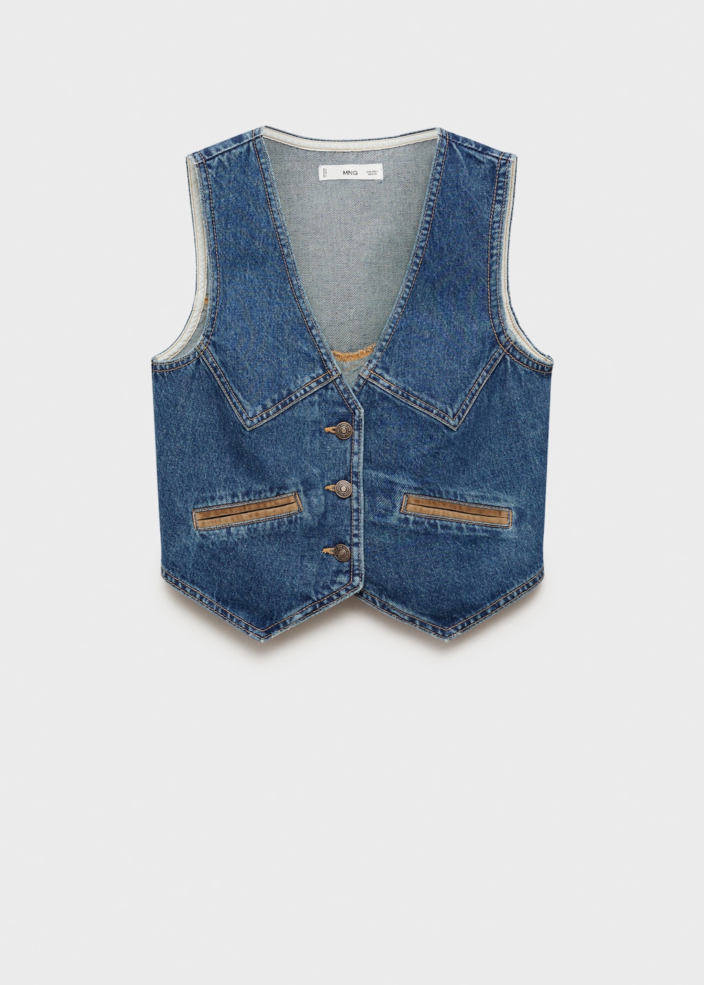 Denim vest with contrast details - Women | MANGO OUTLET USA
