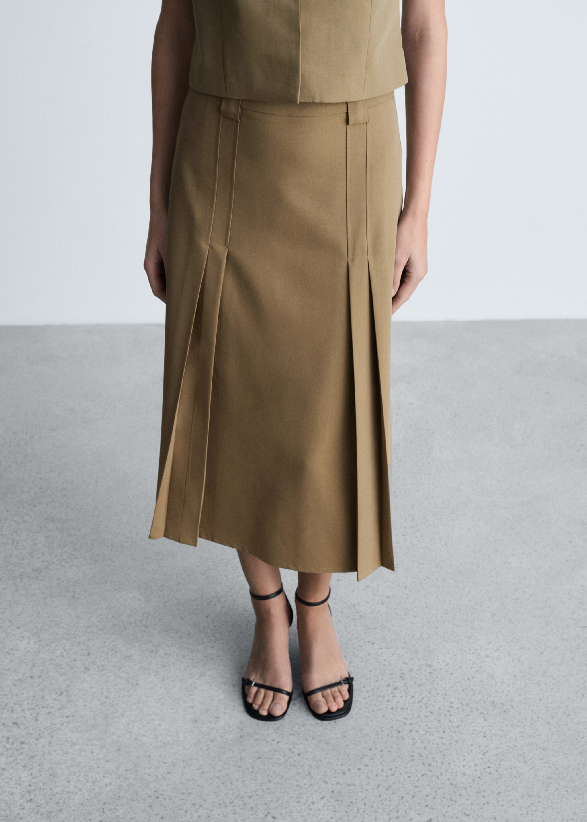 Check suit skirt - Medium plane, Khaki. Ref: 77087647-00.
