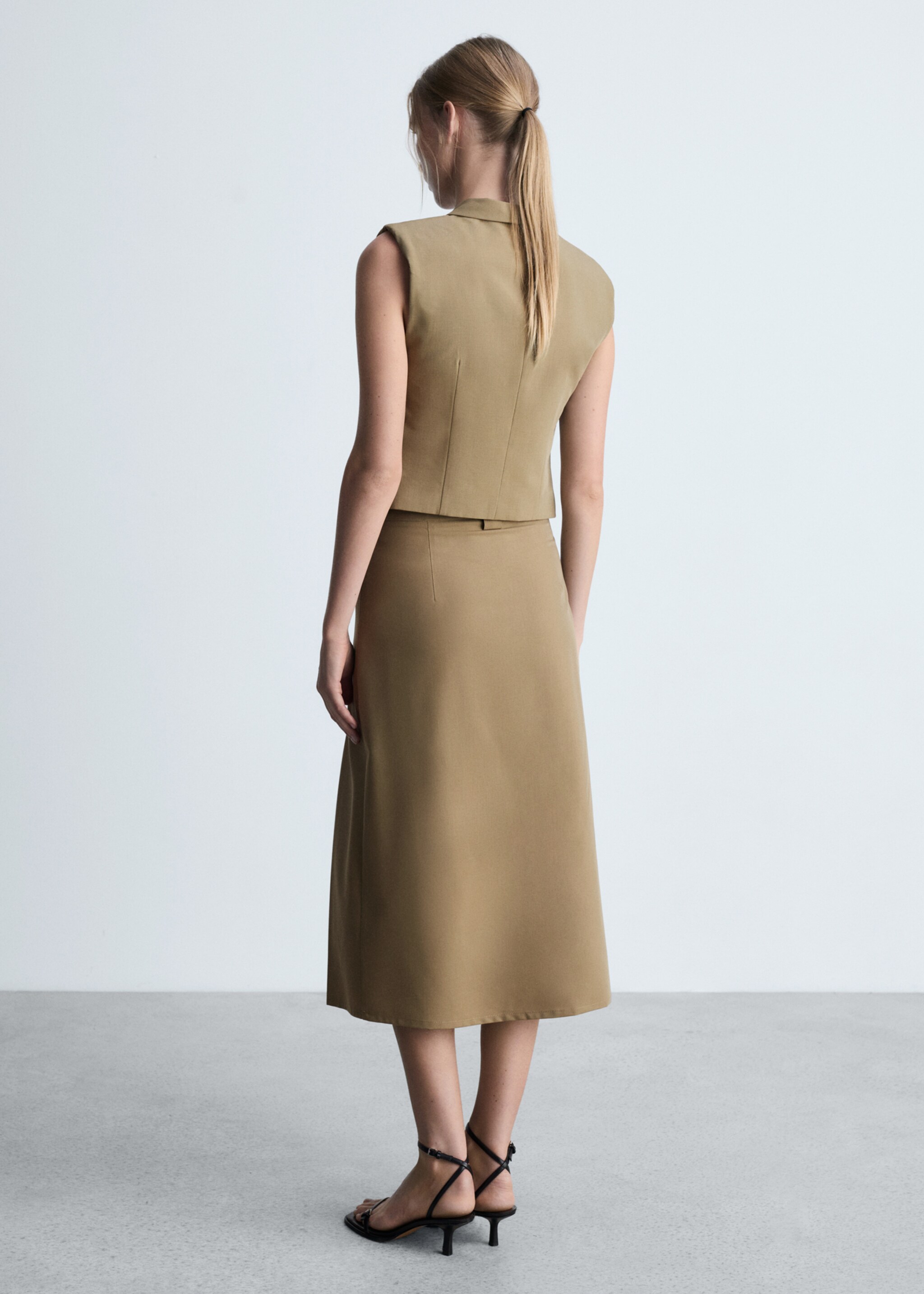 Check suit skirt - Reverse of the article, Khaki. Ref: 77087647-00.