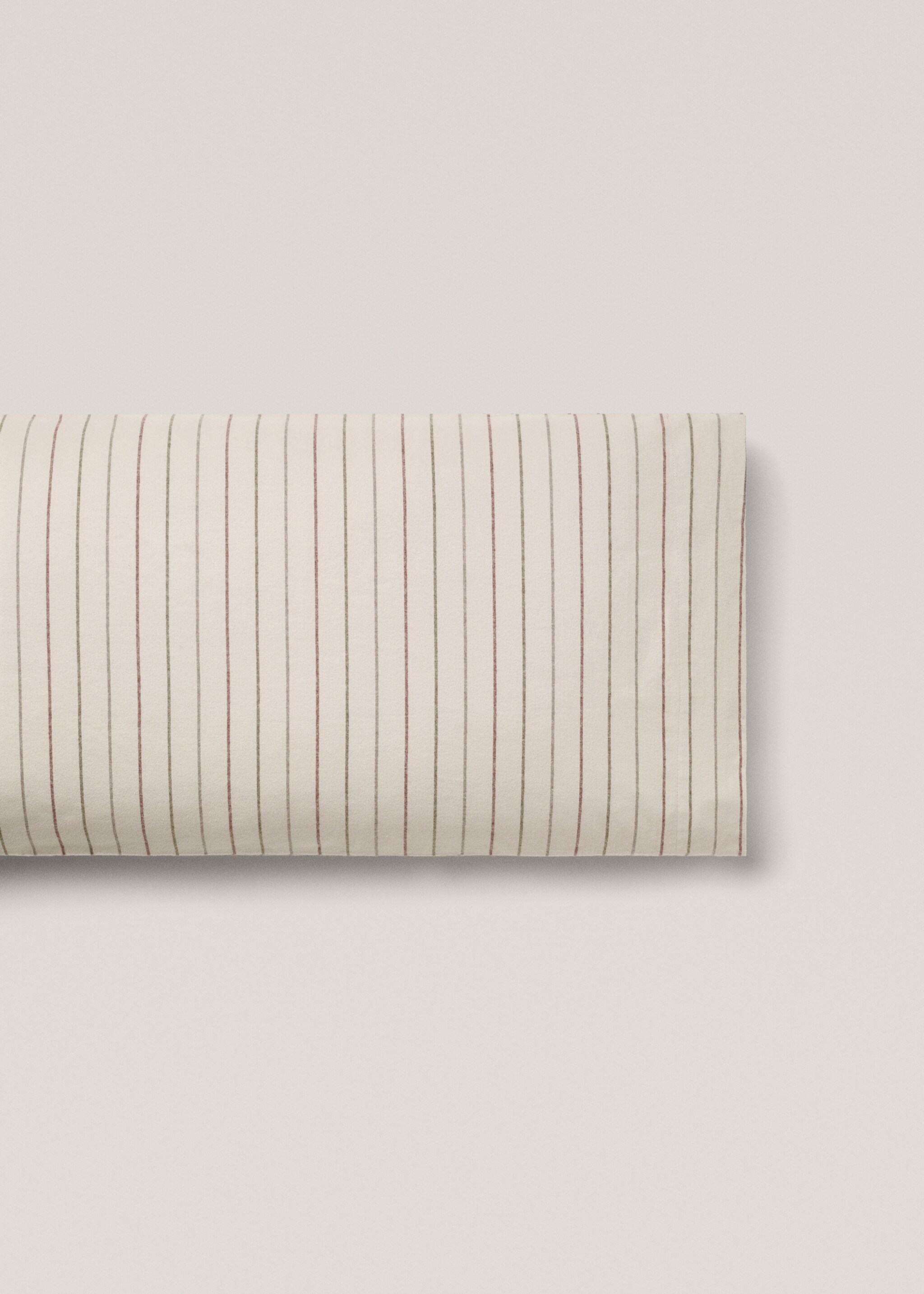Gestreifter Kopfkissenbezug aus Flanell 45 x 110 cm - Artikel ohne Model, Beige. Ref: 77087652-00.