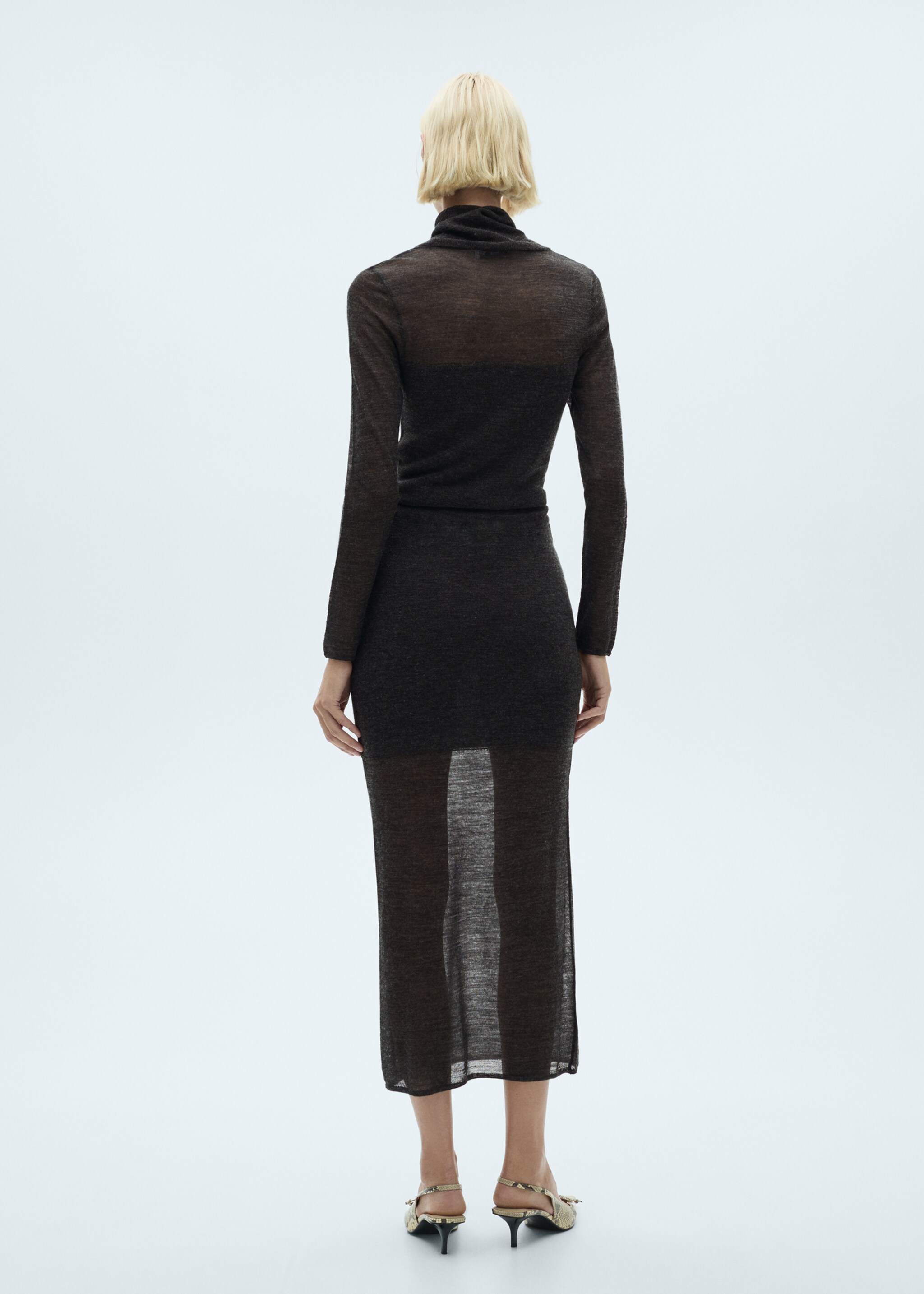 Semi-transparent knitted skirt - Reverse of the article, Dark Heather Grey. Ref: 77087660-00.
