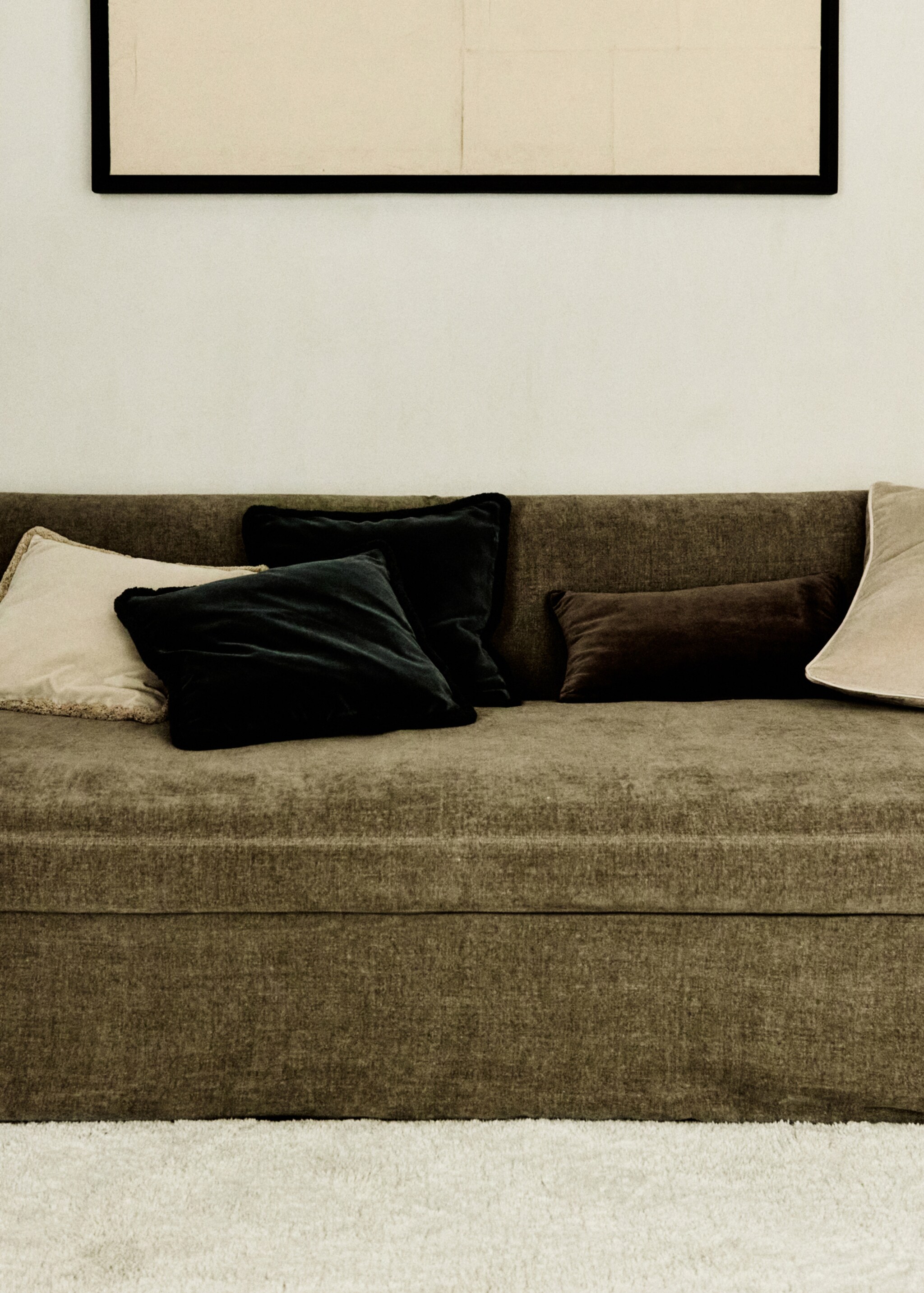 Fringed velvet cushion cover 45x45cm - Details of the article 6, Petrol Blue. Ref: 77087669-00.