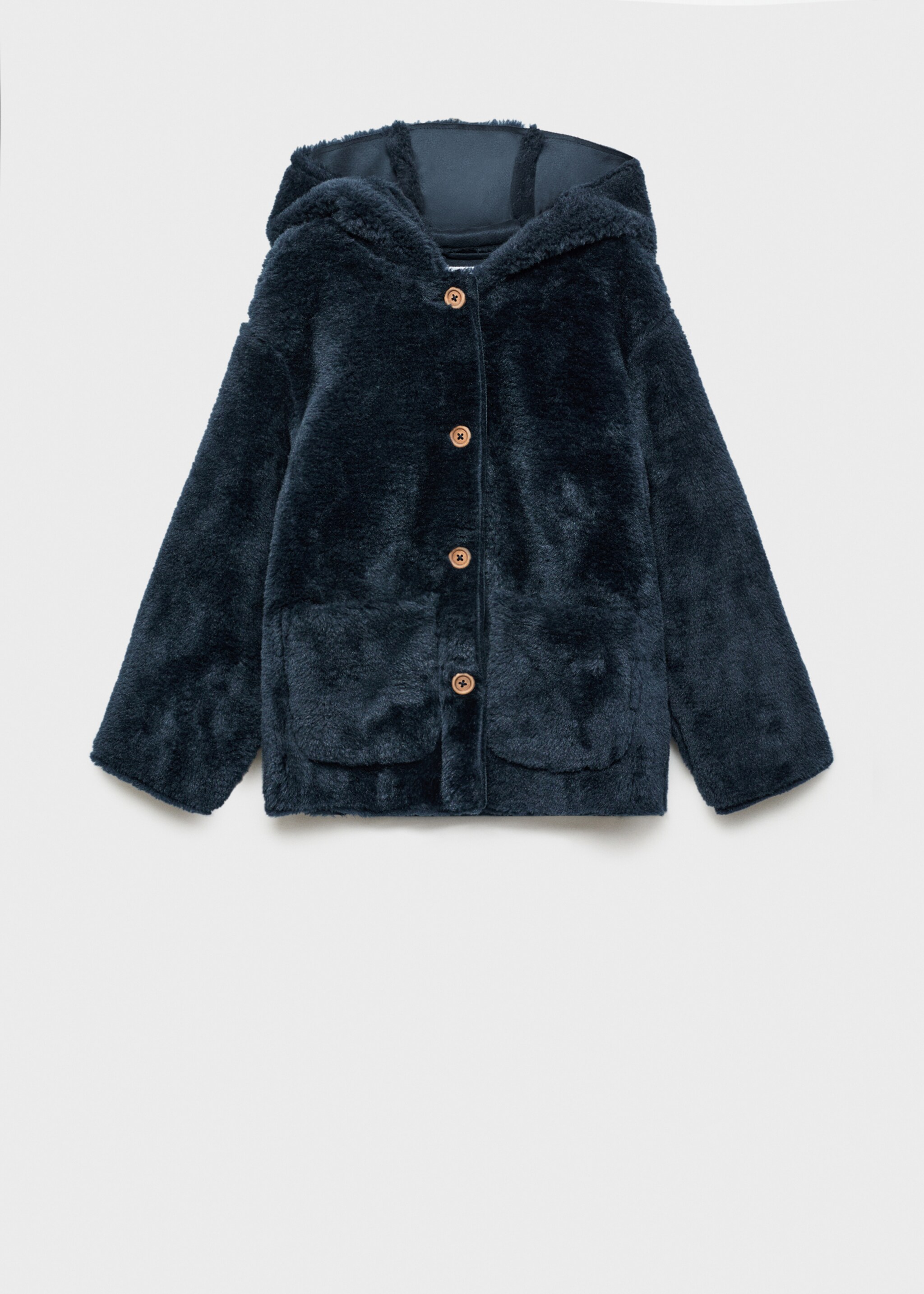 Fur-effect coat - Article without model, Blue. Ref: 77087674-00.