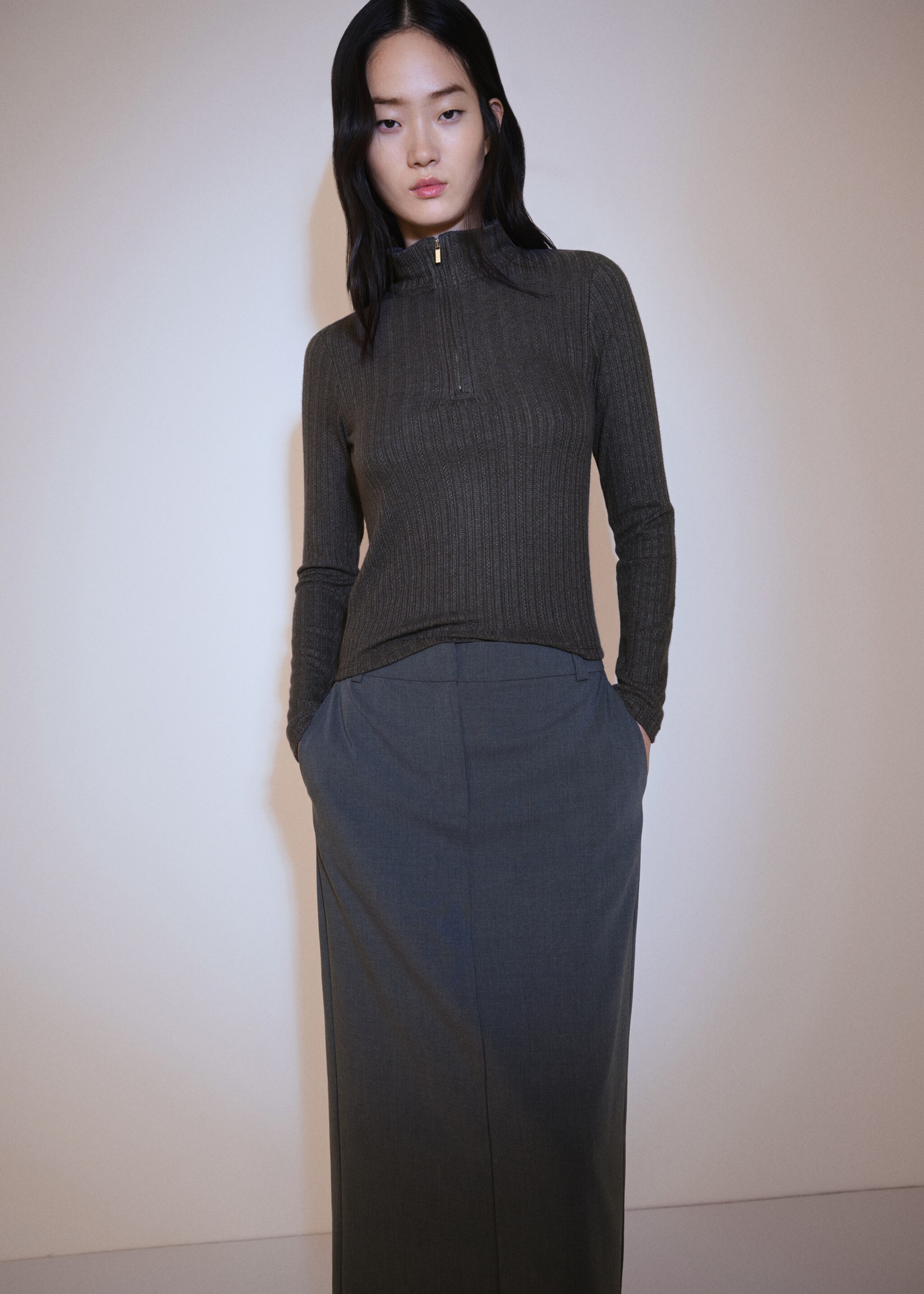 Jersey punto cremallera - Plano medio, Gris oscuro vigoré. Ref: 77087676-00.