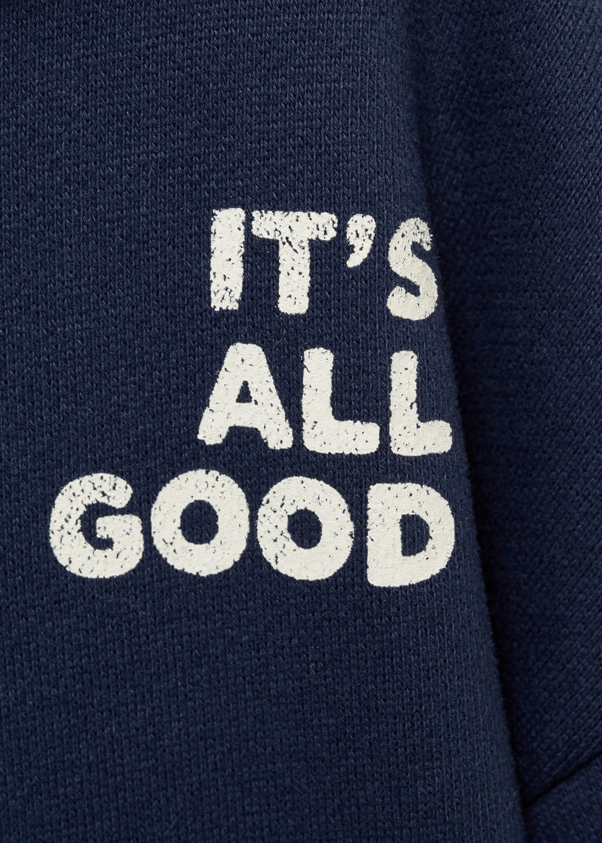 Printed message sweatshirt - Details of the article 8, Dark Navy. Ref: 77087677-00.