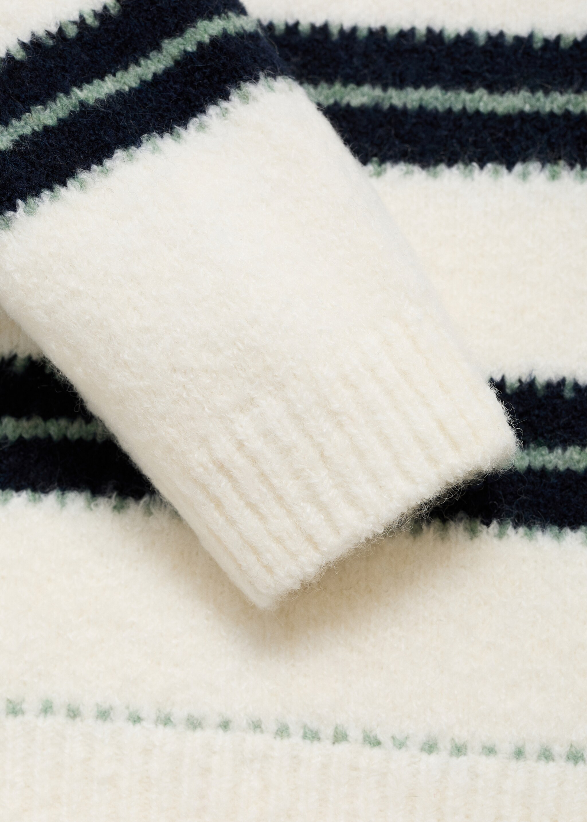 Knit striped sweater - Details of the article 0, Ecru. Ref: 77087679-00.