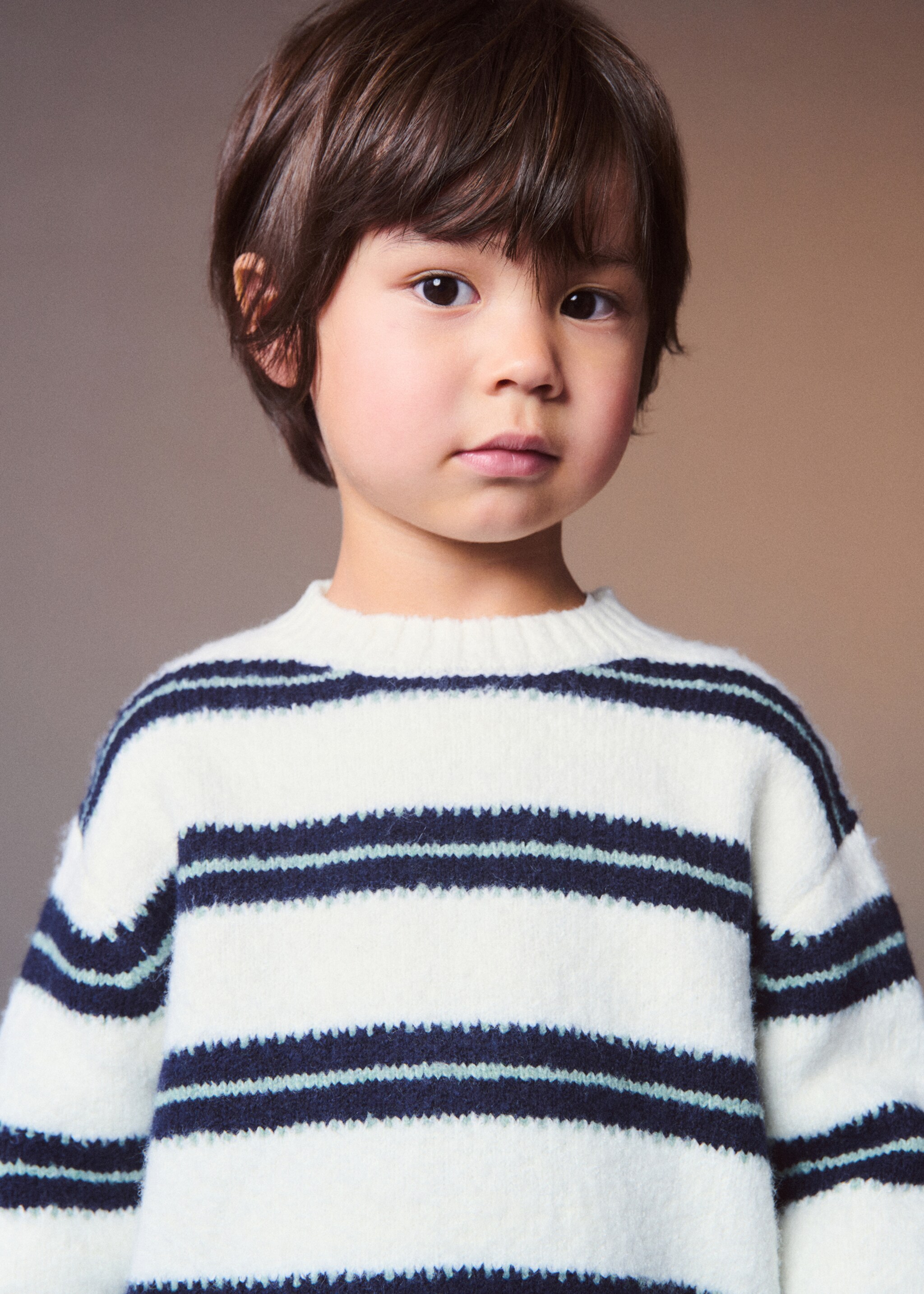 Knit striped sweater - Details of the article 5, Ecru. Ref: 77087679-00.