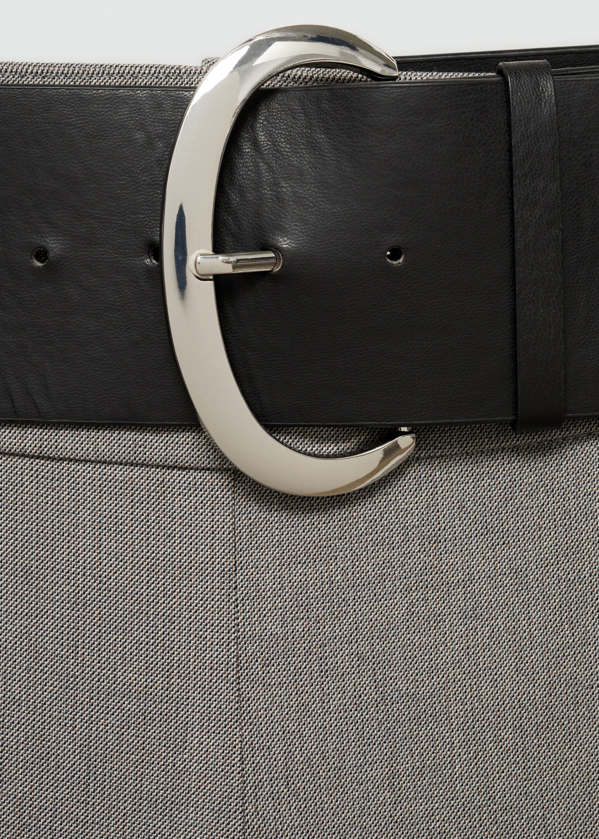 Belt straight-fit trousers - Details of the article 8, Grey. Ref: 77087681-00.