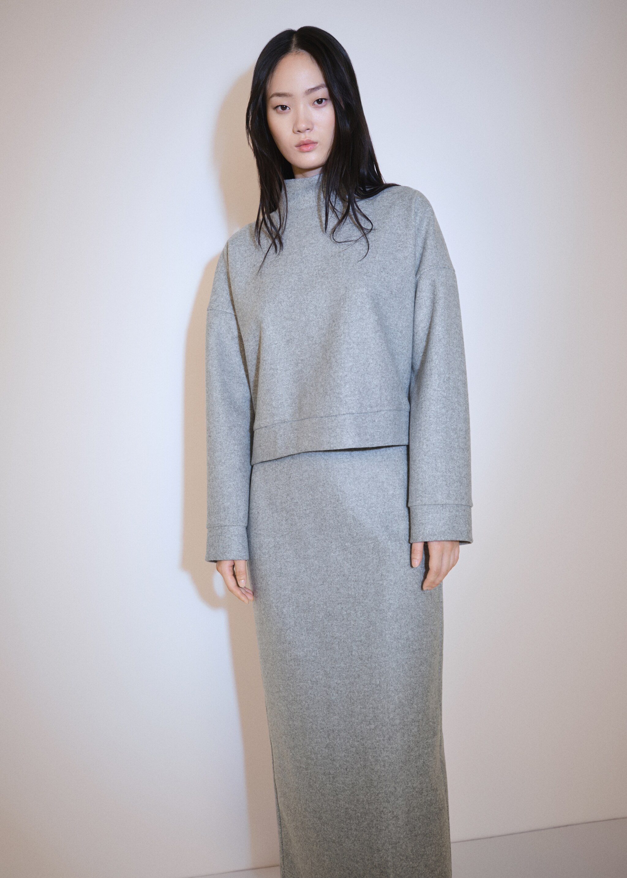 Turtleneck plush sweatshirt - Medium plane, Grey. Ref: 77087685-00.