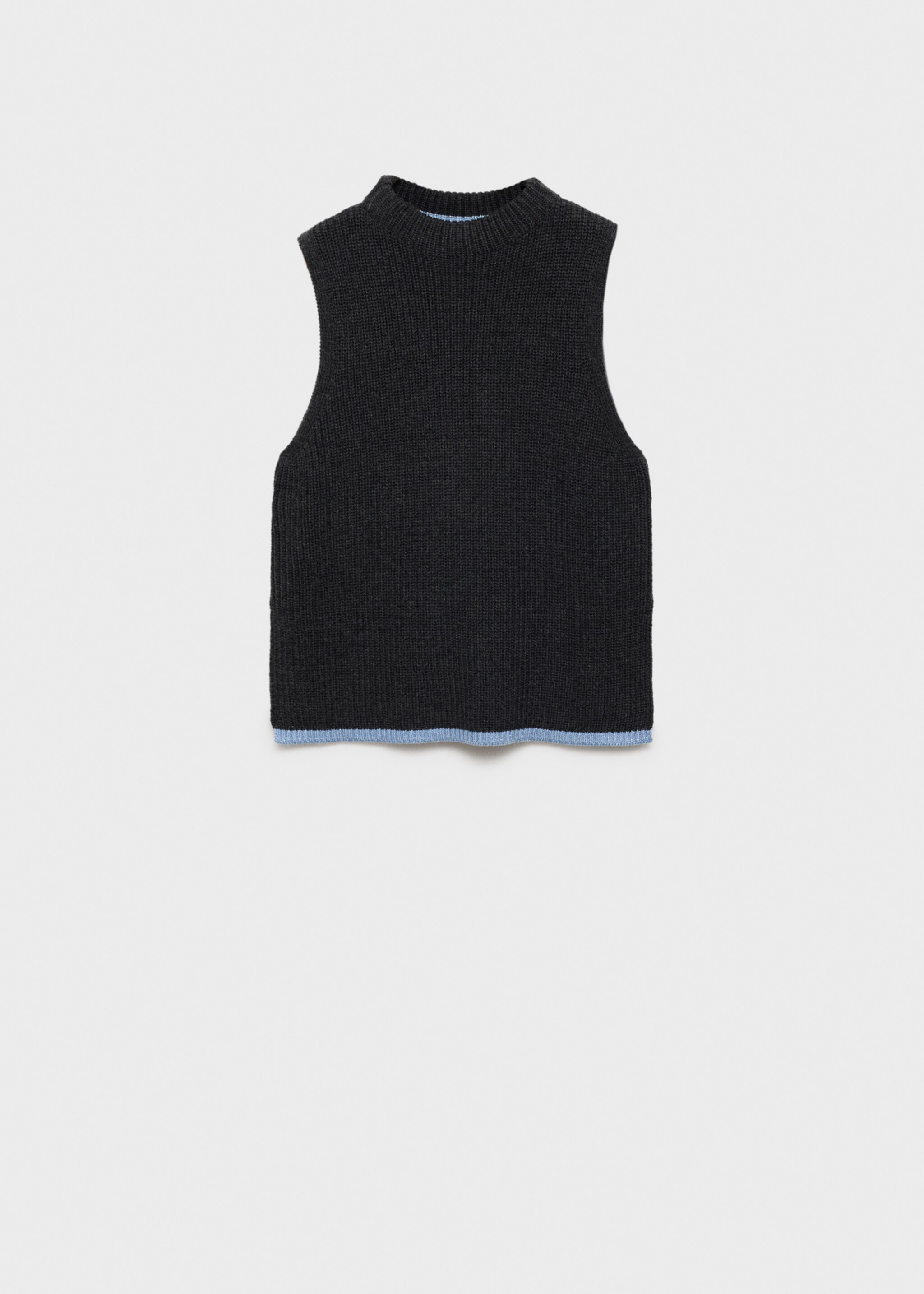 Knitted waistcoat with contrast hem - Article without model, Charcoal. Ref: 77087689-00.