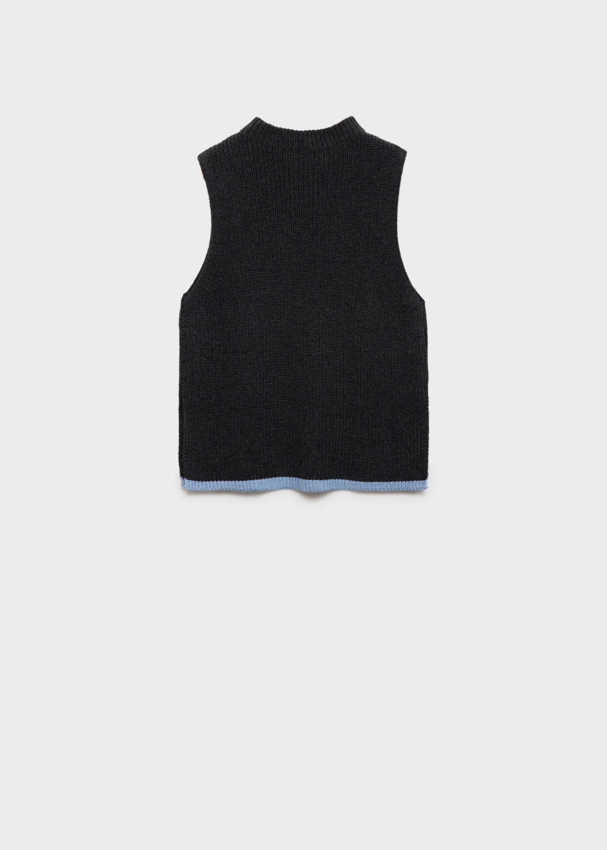 Knitted waistcoat with contrast hem - Reverse of the article, Charcoal. Ref: 77087689-00.