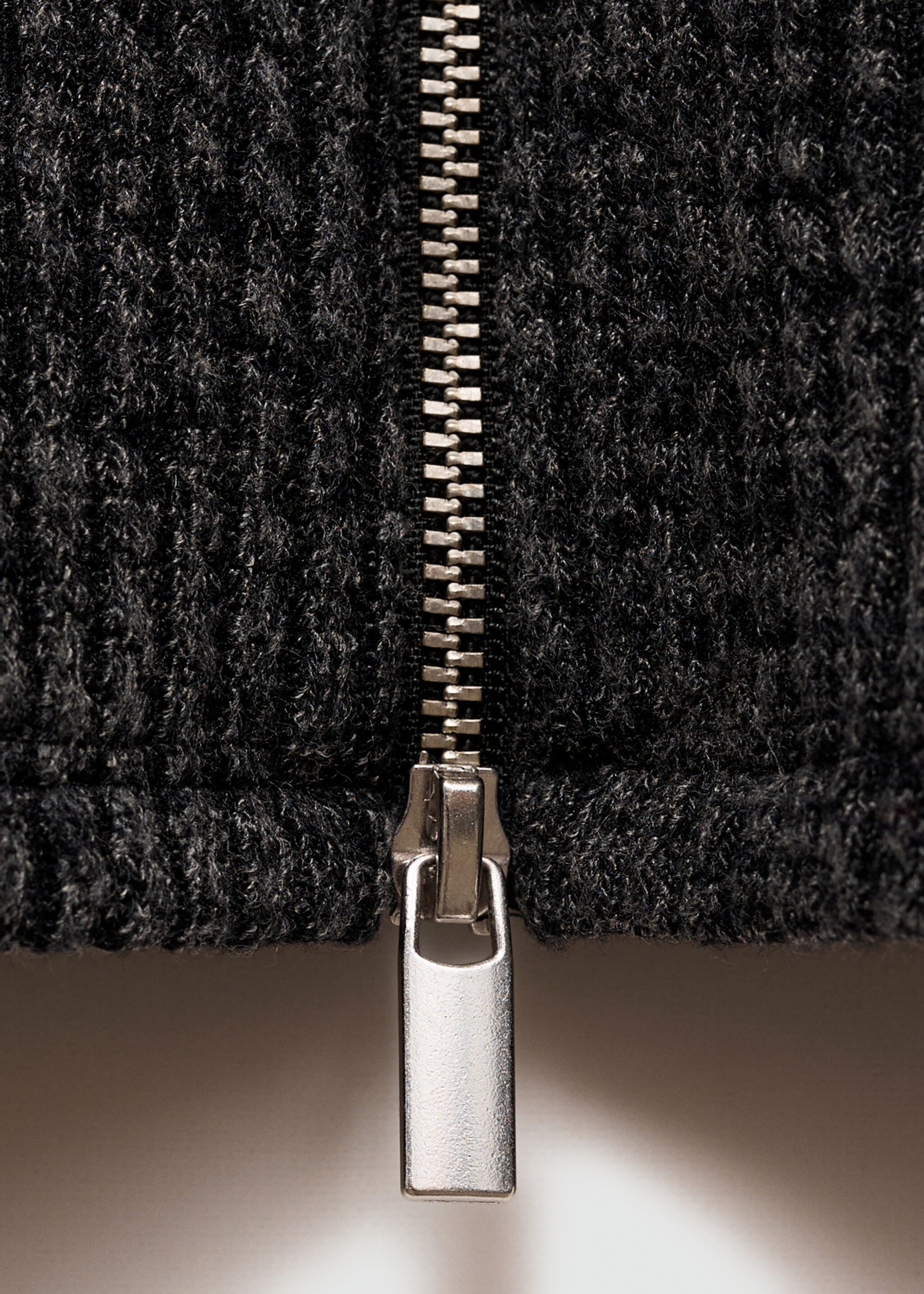 Knitted jacket with zip - Details of the article 0, Grey. Ref: 77087690-00.