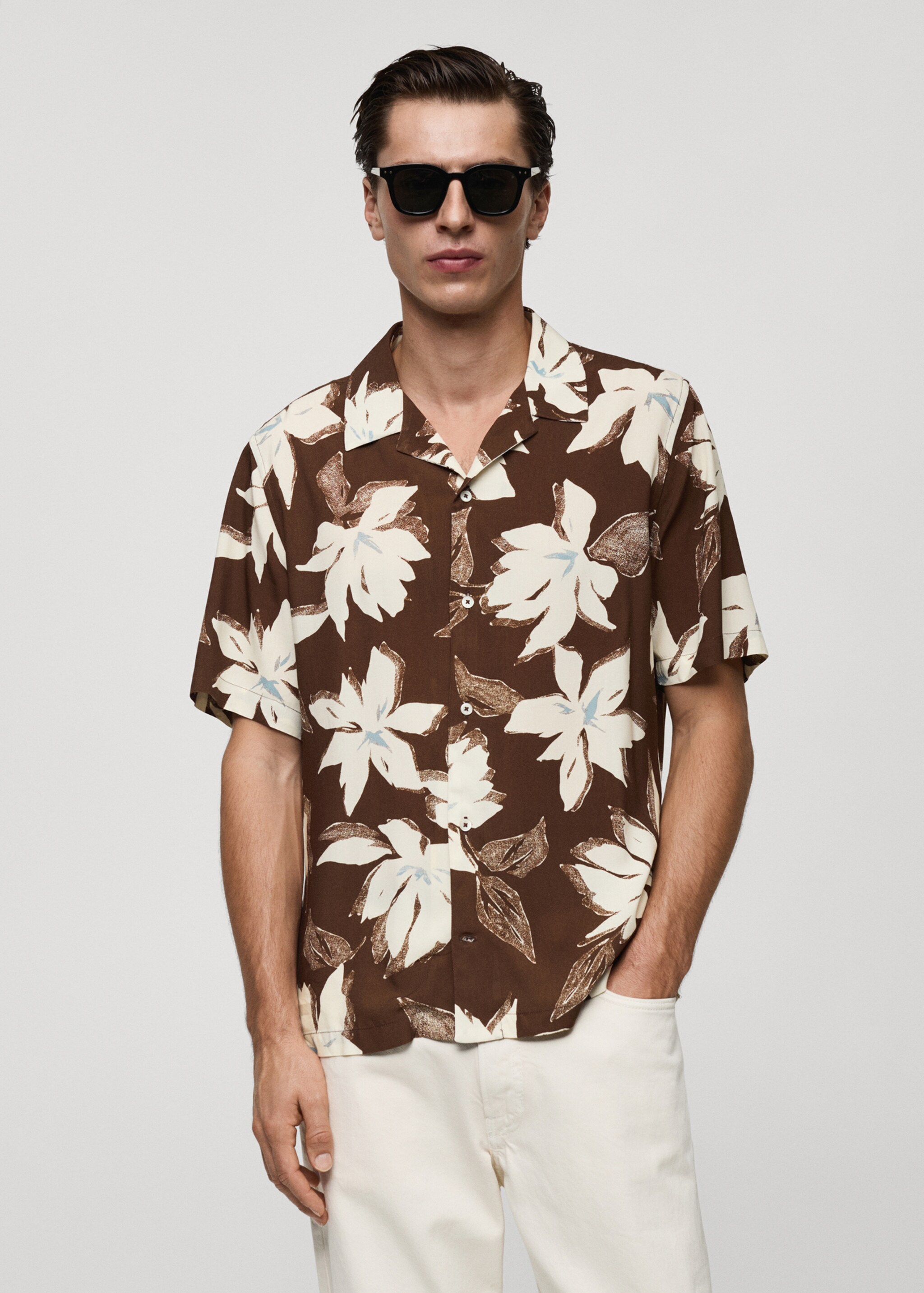 Regular-fit Hawaiian-print shirt - Medium plane