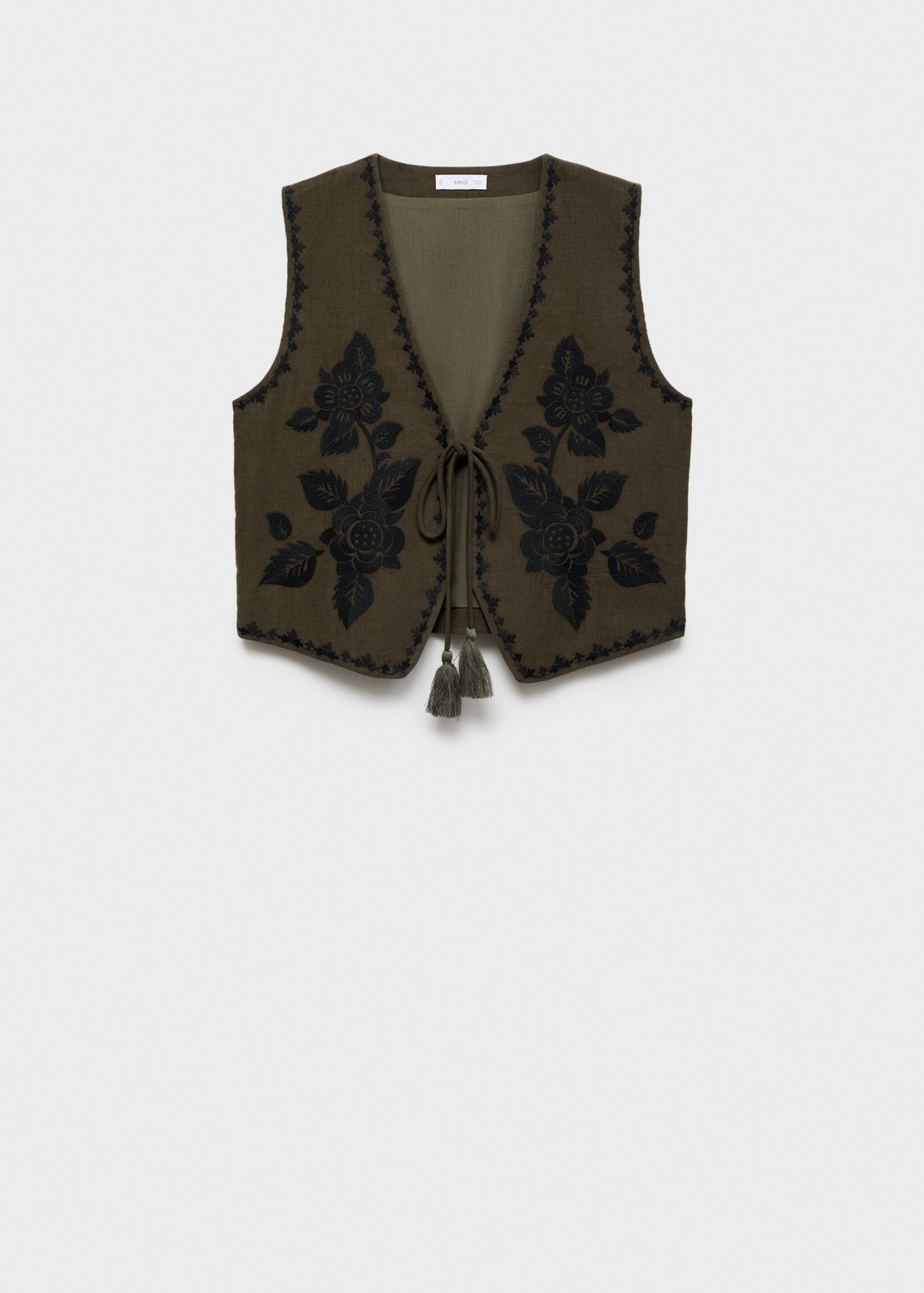 Floral-embroidered waistcoat - Article without model, Forest Green. Ref: 77087710-00.