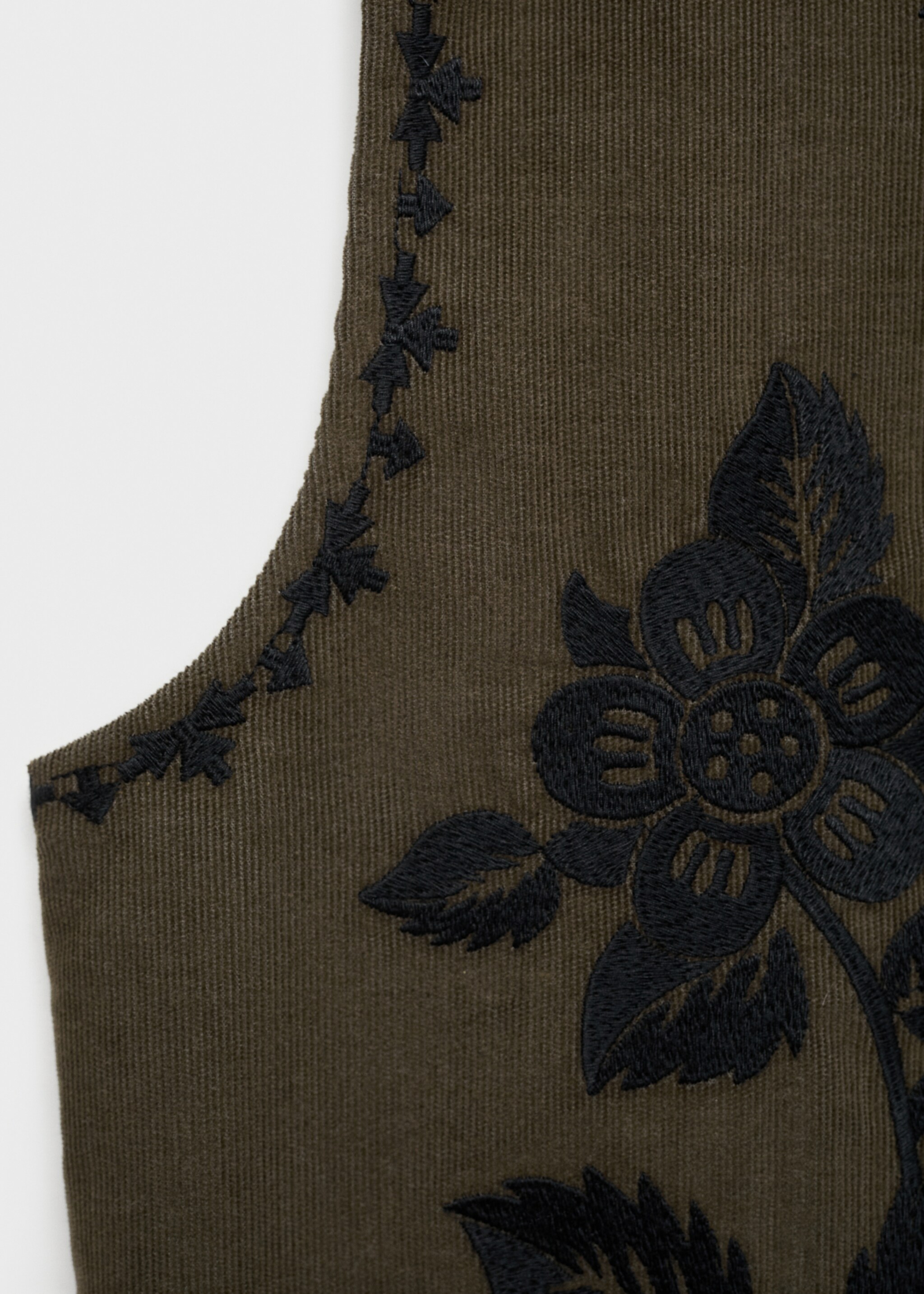 Floral-embroidered waistcoat - Details of the article 0, Forest Green. Ref: 77087710-00.