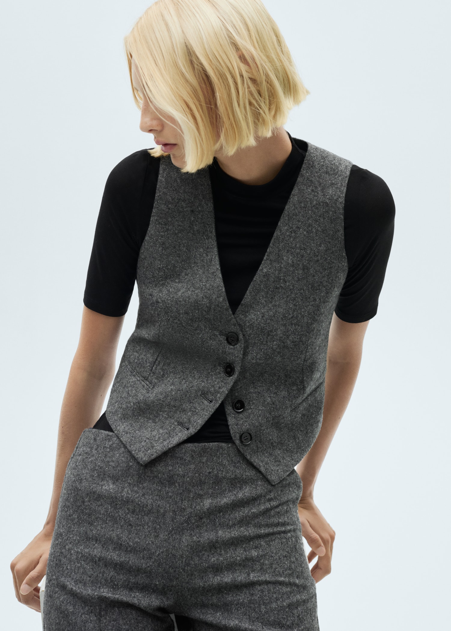 Marbled wool suit waistcoat - Medium plane
