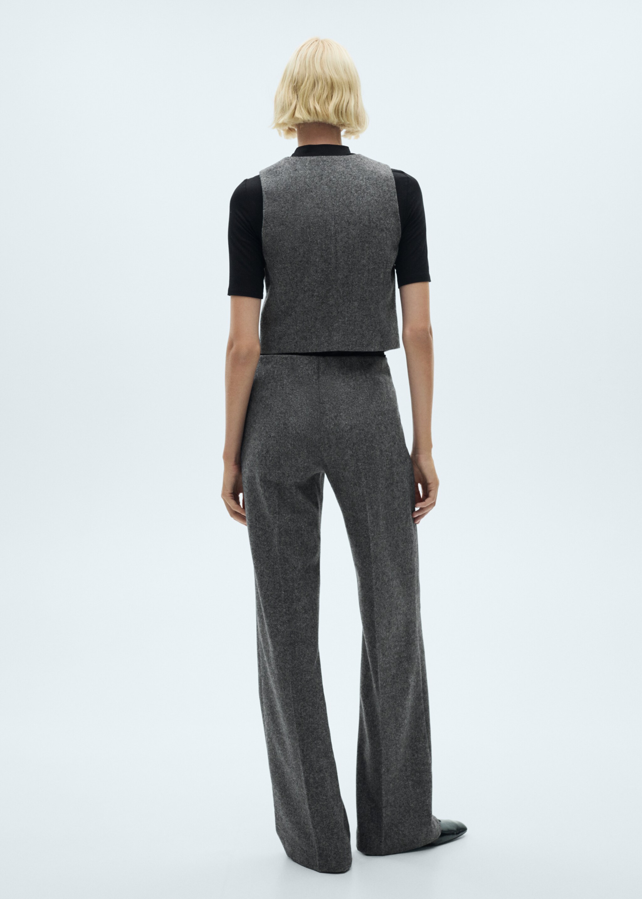 Marbled wool suit waistcoat - Reverse of the article, Black. Ref: 77087720-00.