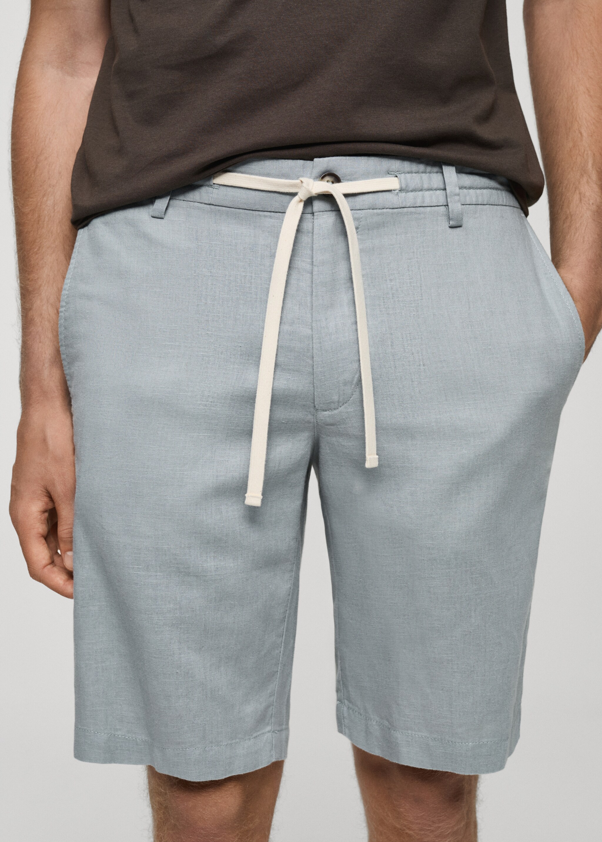 100% linen bermuda shorts with drawstring - Details of the article 1