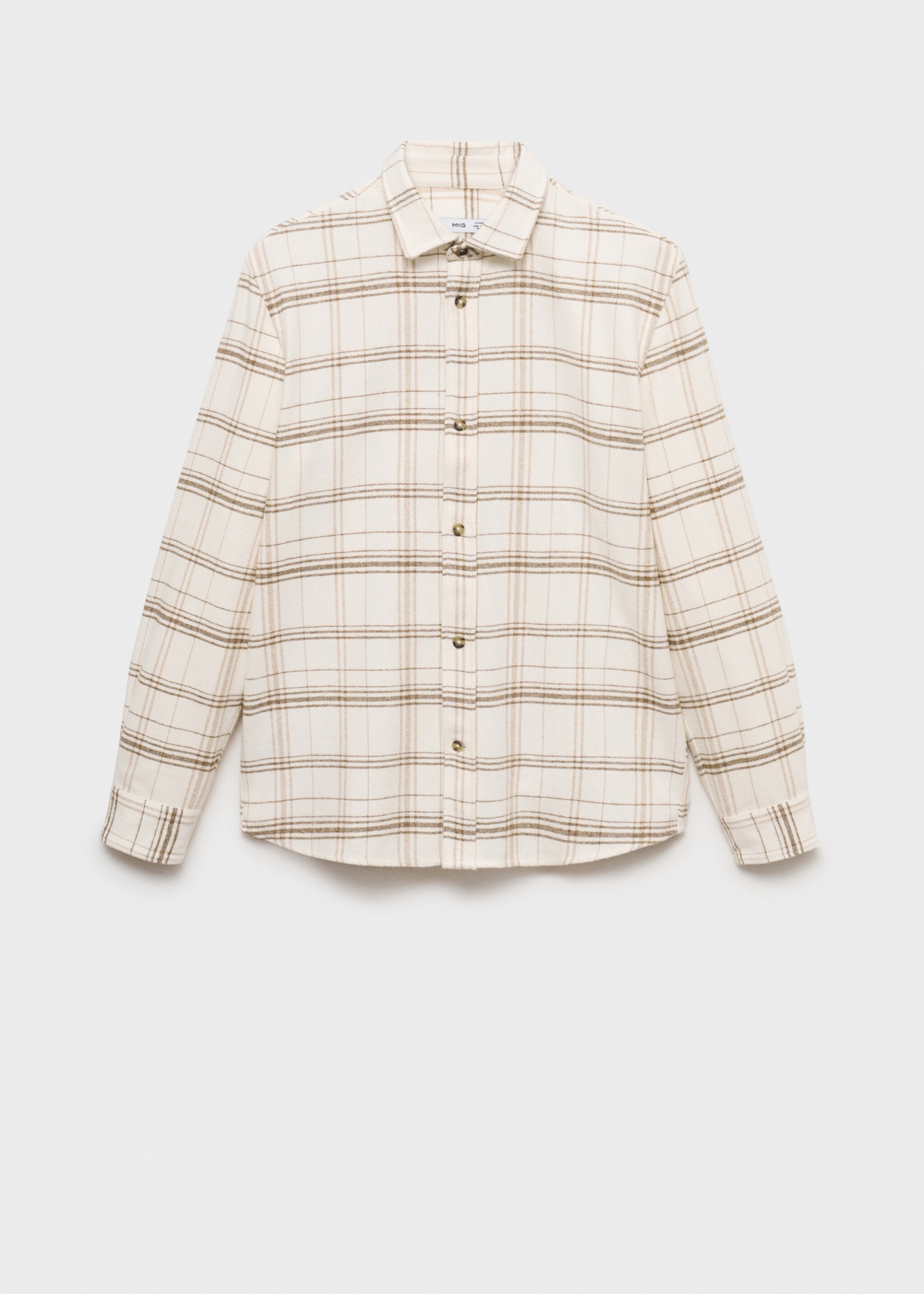 100% cotton flannel check overshirt - Article without model, Off White. Ref: 77087914-00.
