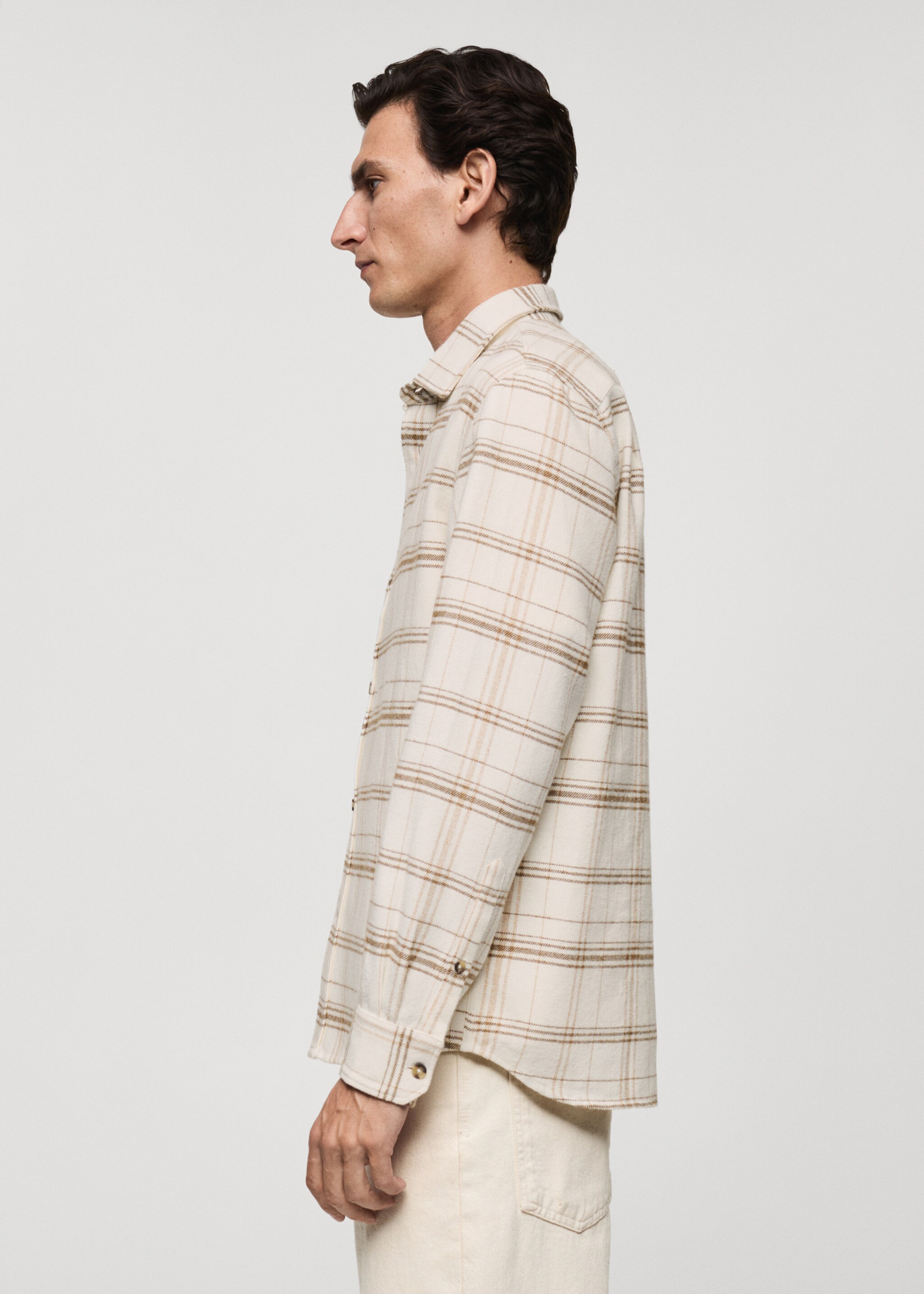 100% cotton flannel check overshirt - Details of the article 2, Off White. Ref: 77087914-00.