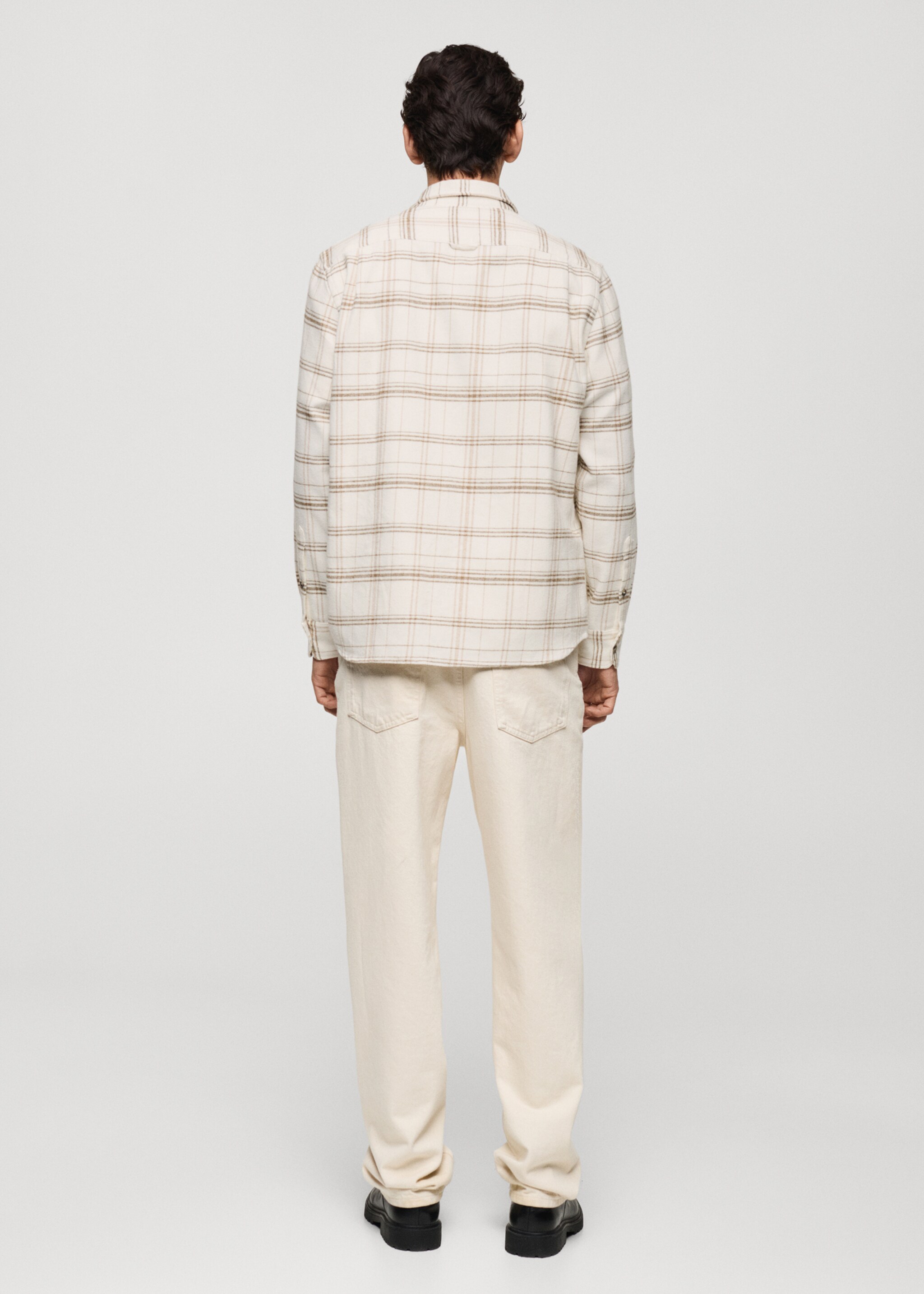 100% cotton flannel check overshirt - Reverse of the article, Off White. Ref: 77087914-00.