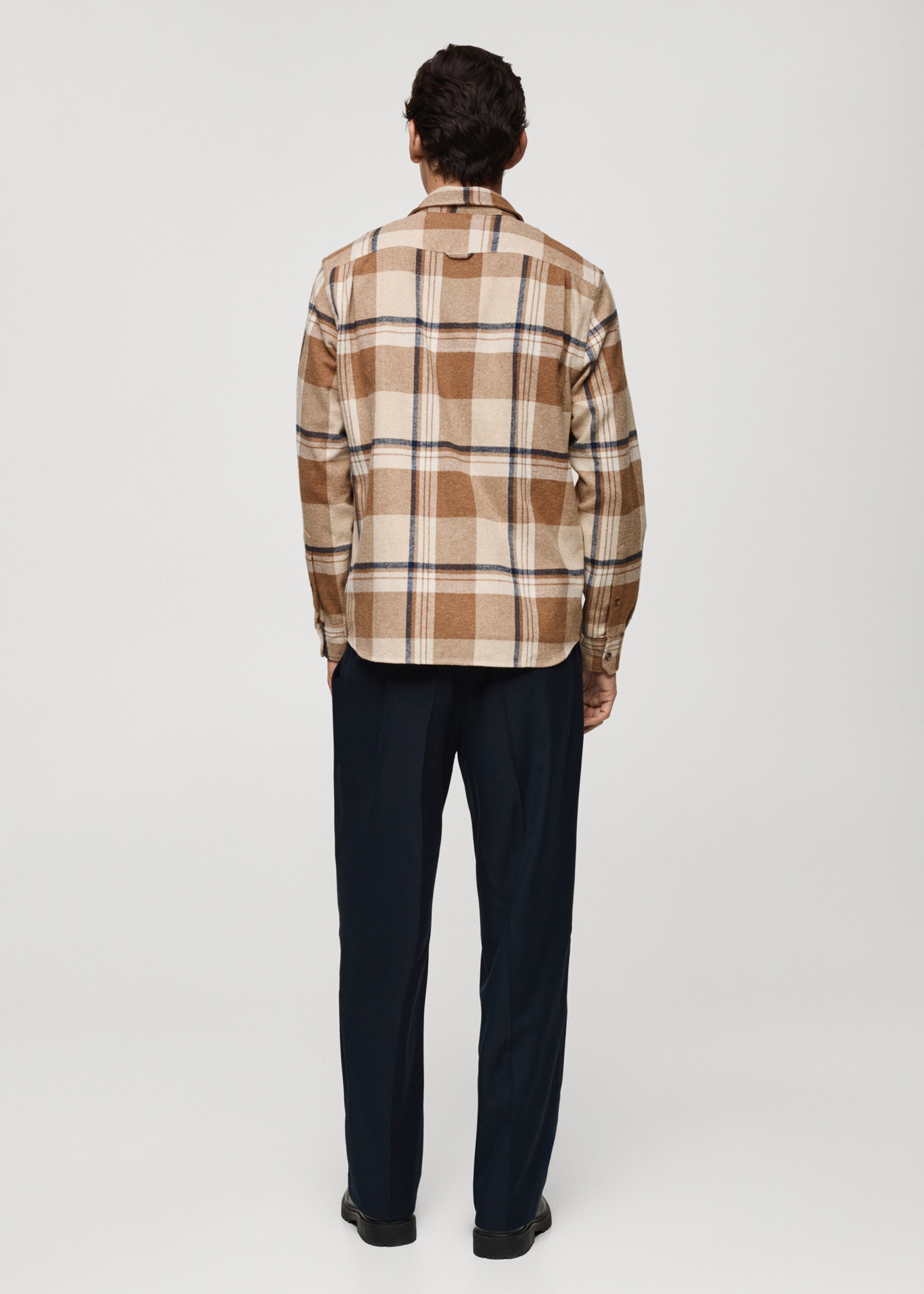 100% cotton flannel check overshirt - Reverse of the article, Beige. Ref: 77087914-00.