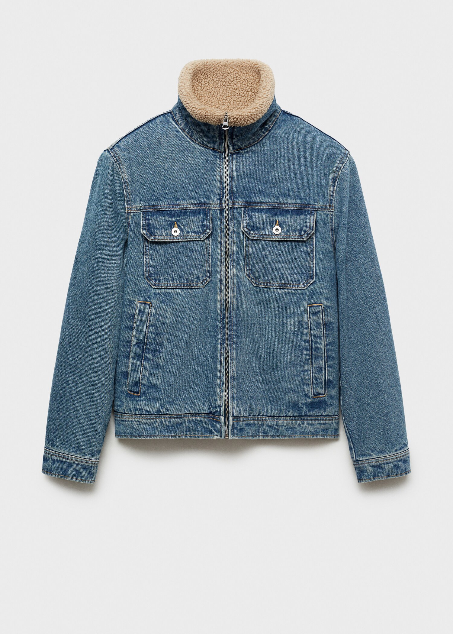 Denim jacket with sheepskin details - Article without model