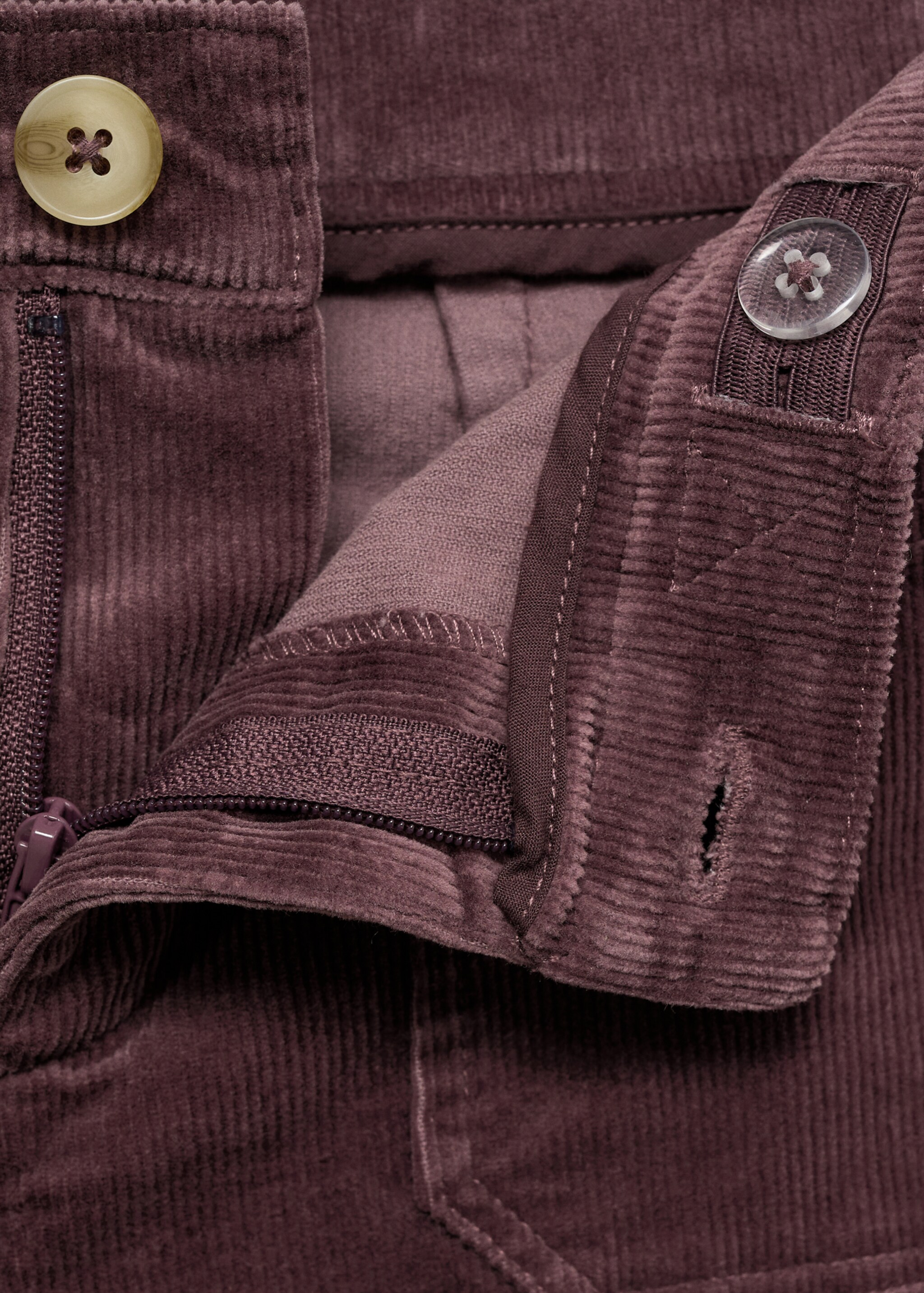 Pantalon velours milleraies poches - Détail de l'article 8, Grenat. Ref: 77087918-00.
