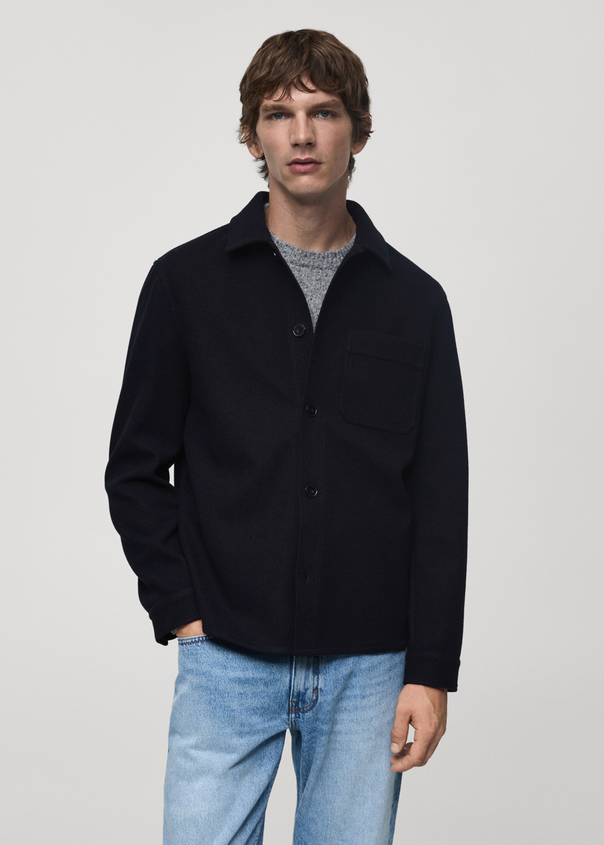 Πουκάμισο φανελένιο regular fit - Μεσαίο πλάνο, Σκούρο Μπλε Μαρέν. Ref: 77087919-00.