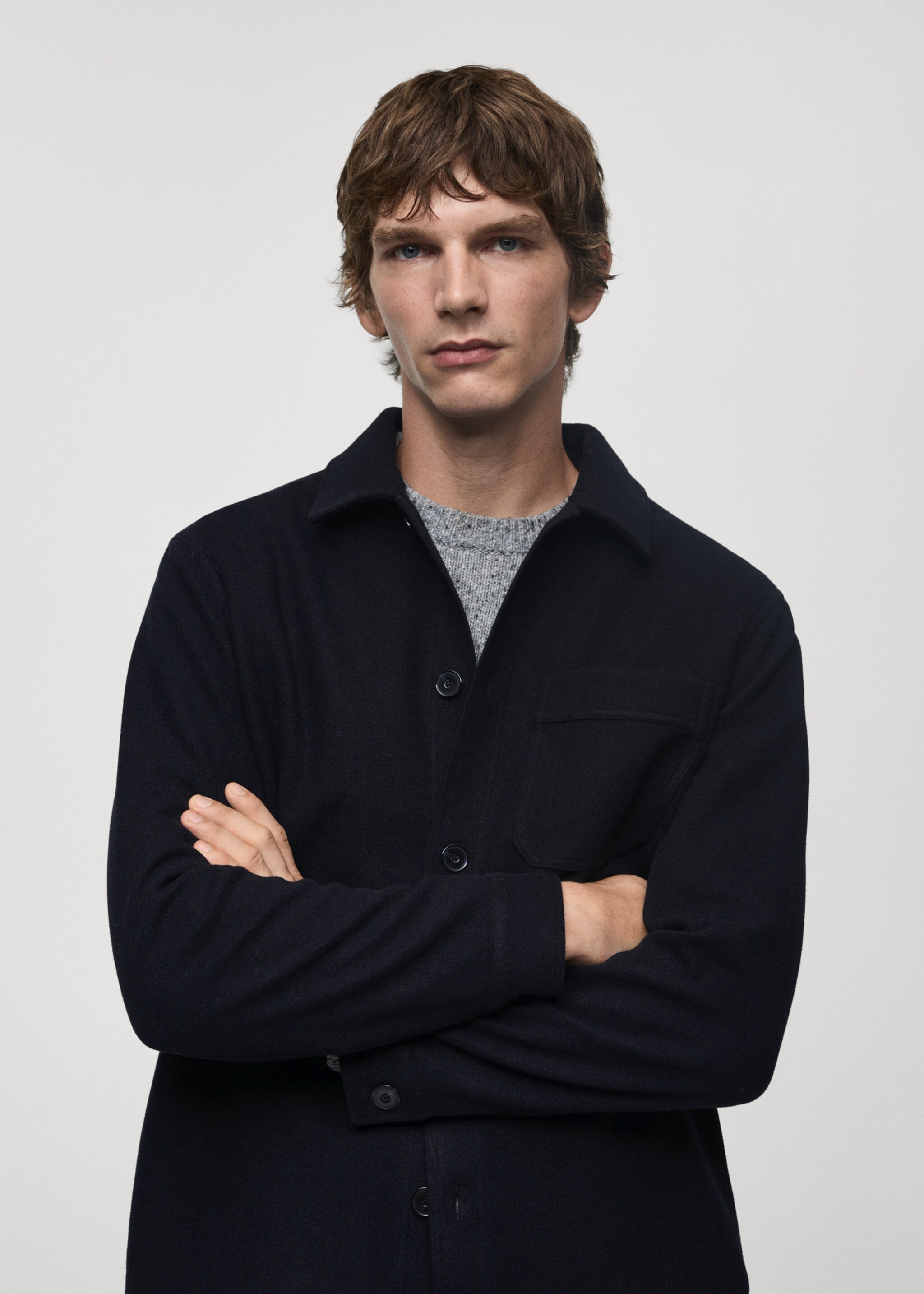 Πουκάμισο φανελένιο regular fit - Λεπτομέρεια του προϊόντος 1, Σκούρο Μπλε Μαρέν. Ref: 77087919-00.