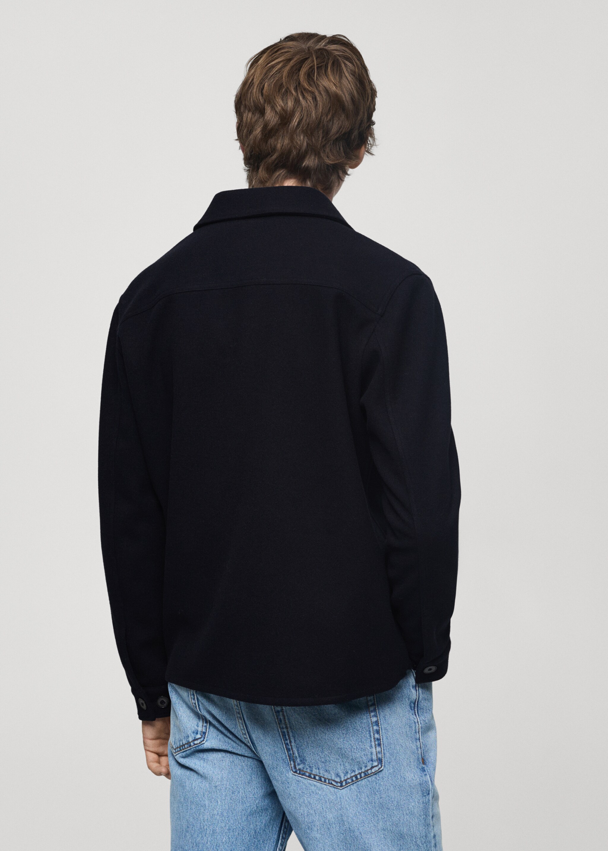 Πουκάμισο φανελένιο regular fit - Πίσω όψη προϊόντος, Σκούρο Μπλε Μαρέν. Ref: 77087919-00.