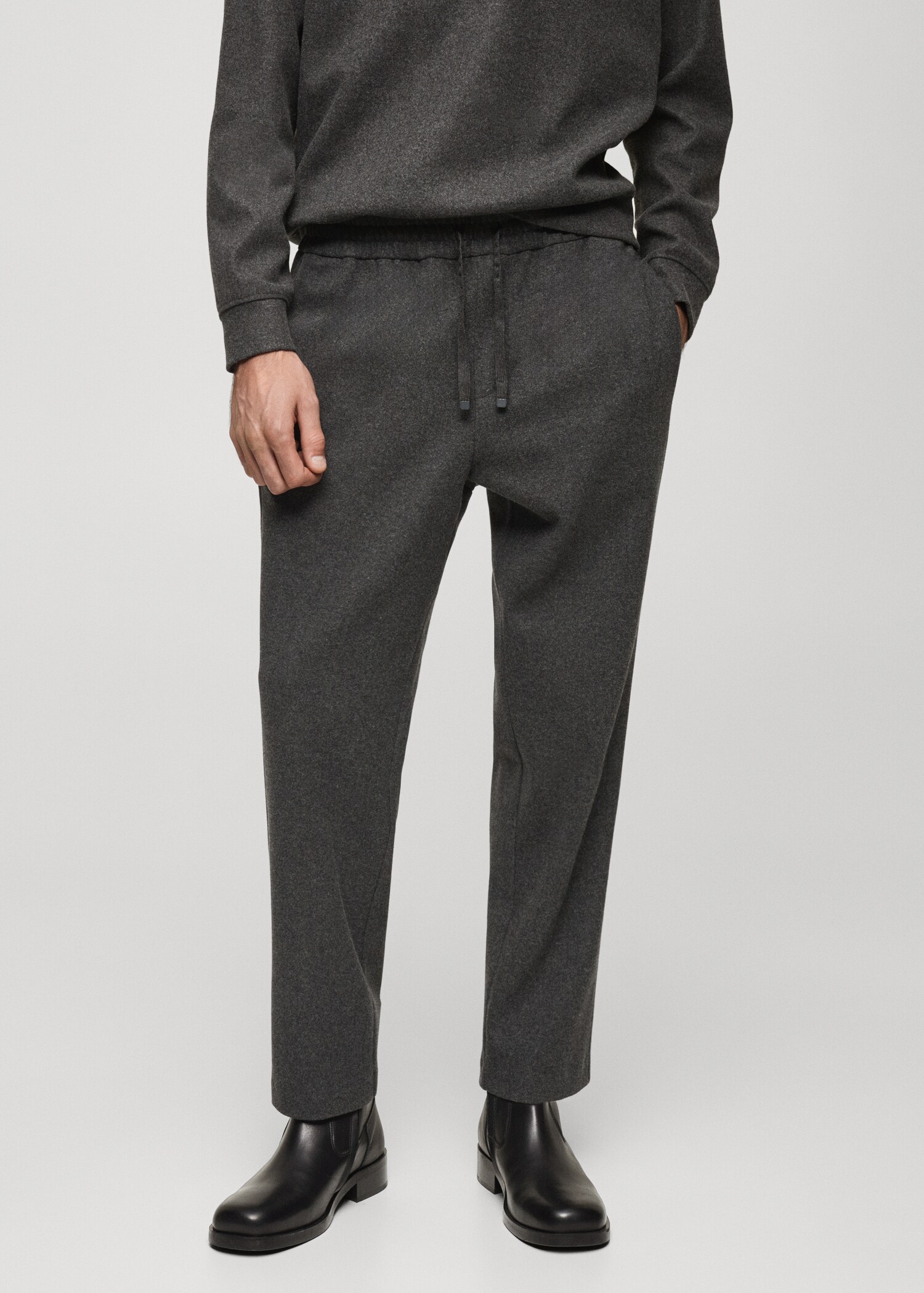 Flanell-Jogger Pants mit Kordelzug - Mittlere Ansicht