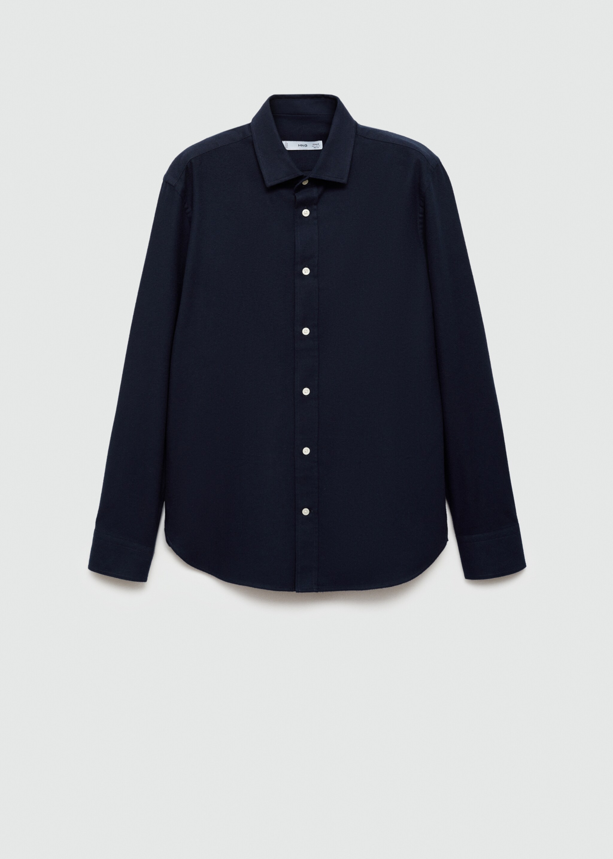 Regular-Fit-Hemd aus 100 % Baumwoll-Flanell - Artikel ohne Model, Dunkles Marineblau. Ref: 77087923-00.