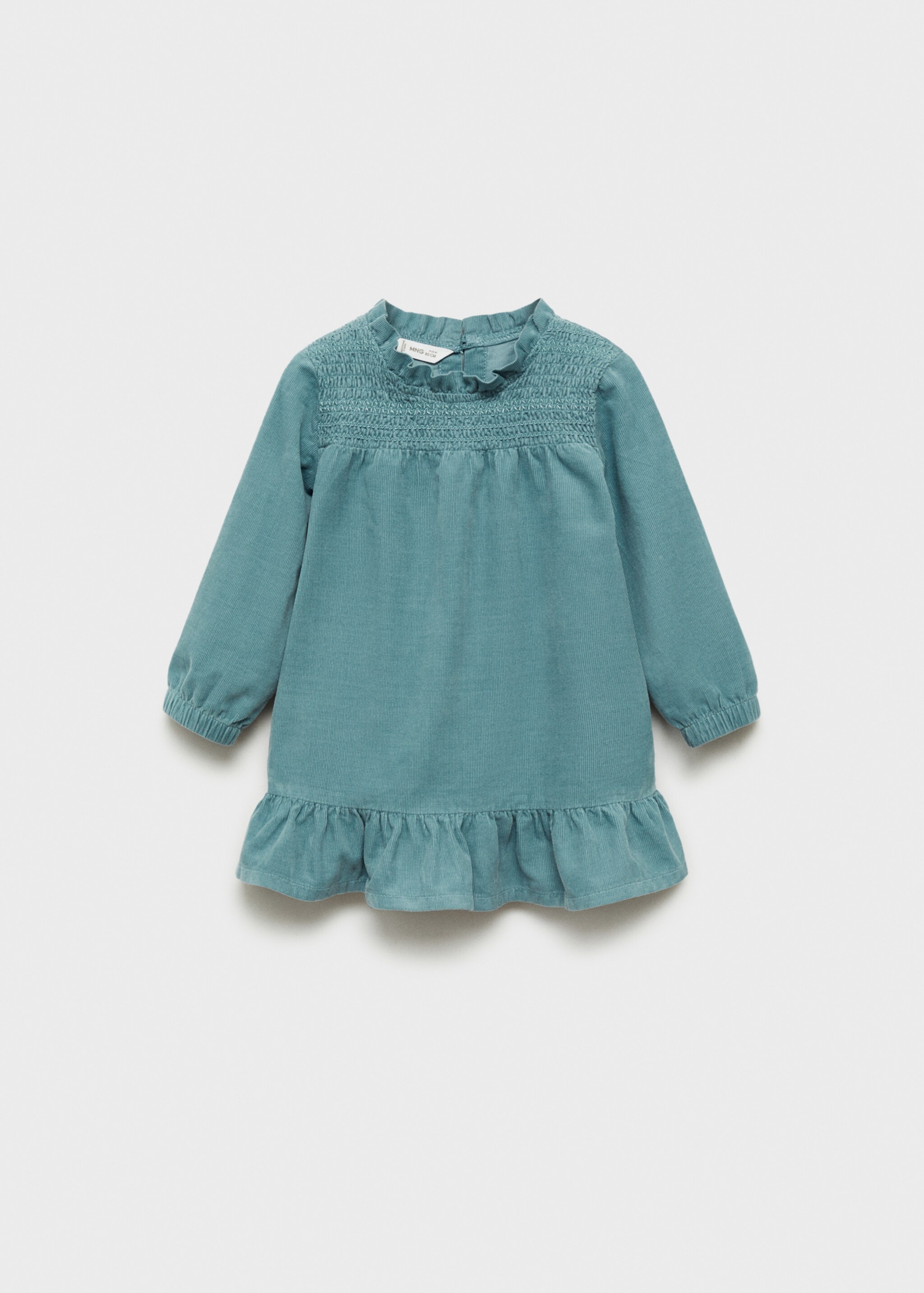 Robe velours milleraies volants - Article sans modèle, Vert pastel. Ref: 77087934-00.