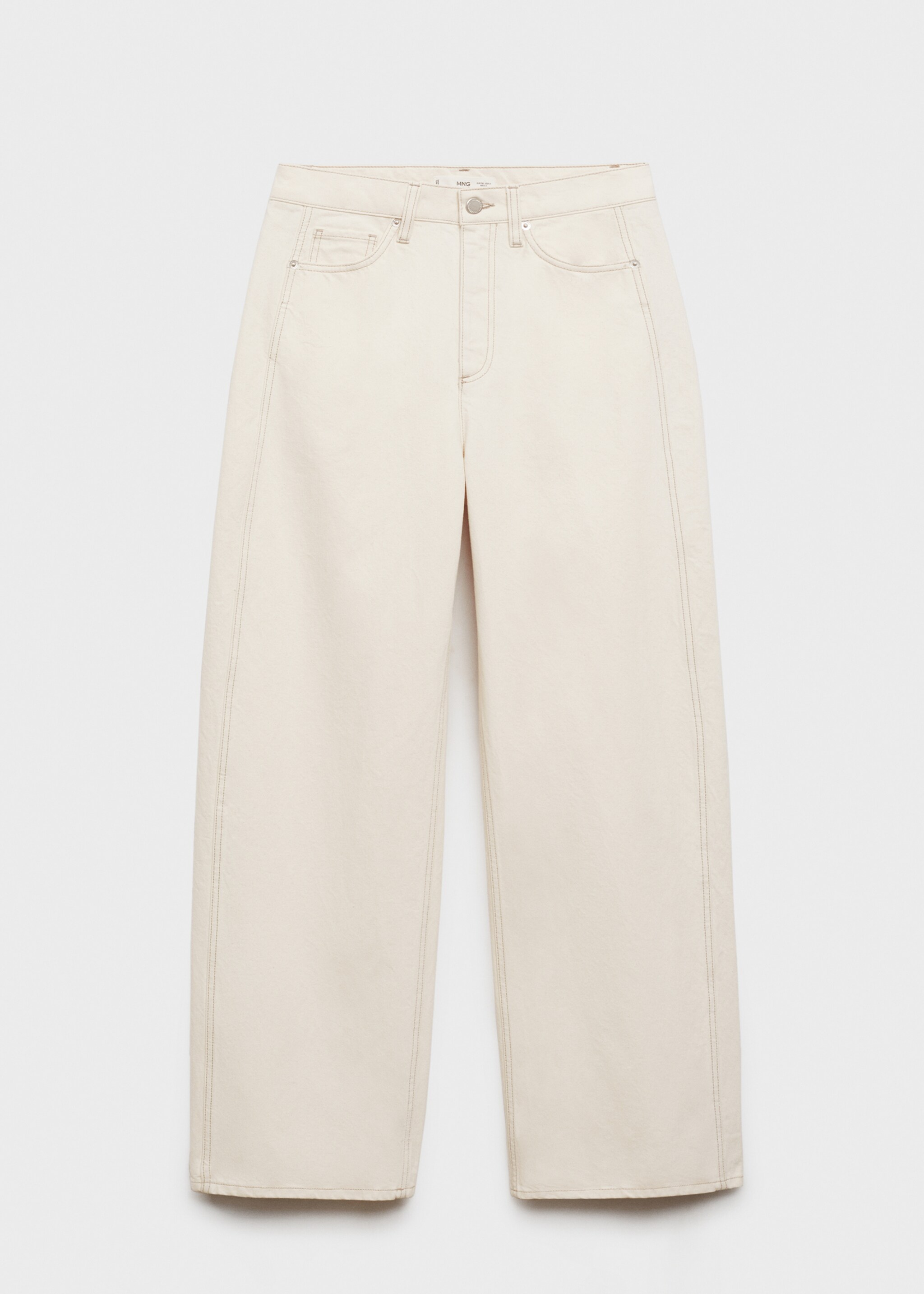 Jeans Balloon mit hohem Bund - Artikel ohne Model, Ecru. Ref: 77087936-00.