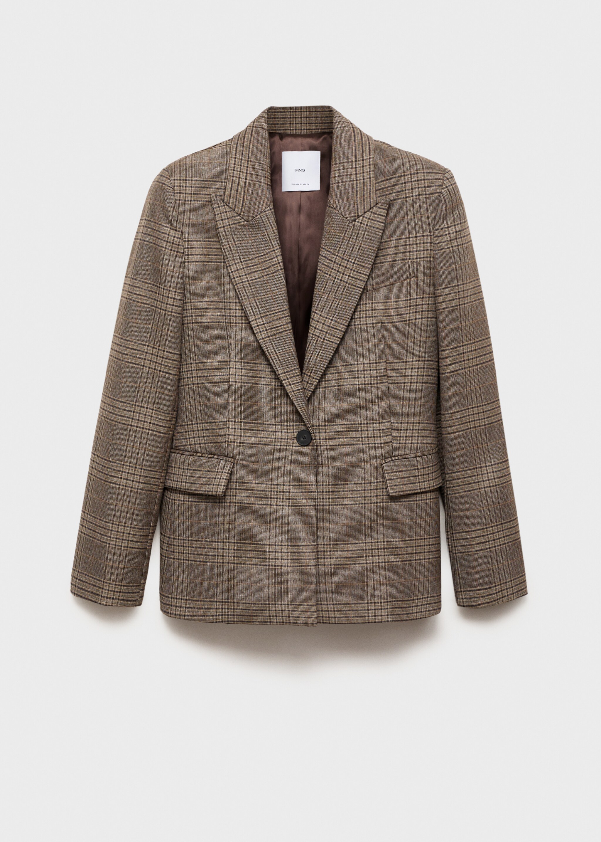 Straight-fit check jacket - Article without model, Medium Brown. Ref: 77087937-00.