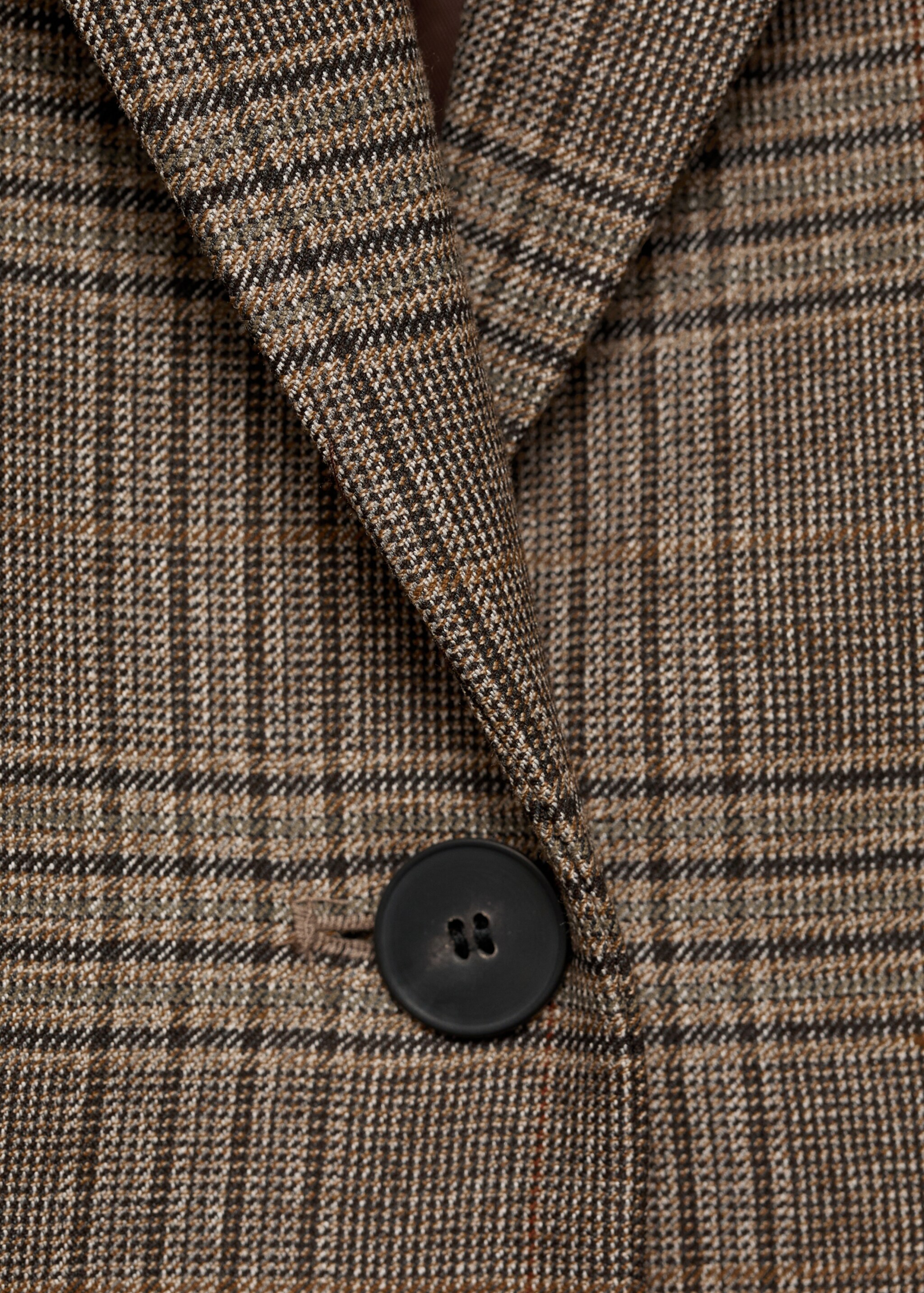 Straight-fit check jacket - Details of the article 8, Medium Brown. Ref: 77087937-00.