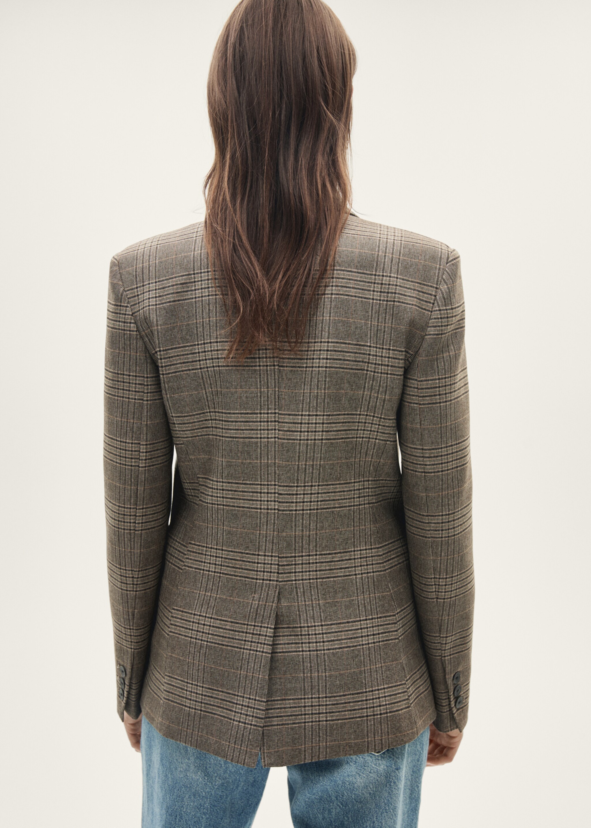 Straight-fit check jacket - Reverse of the article, Medium Brown. Ref: 77087937-00.