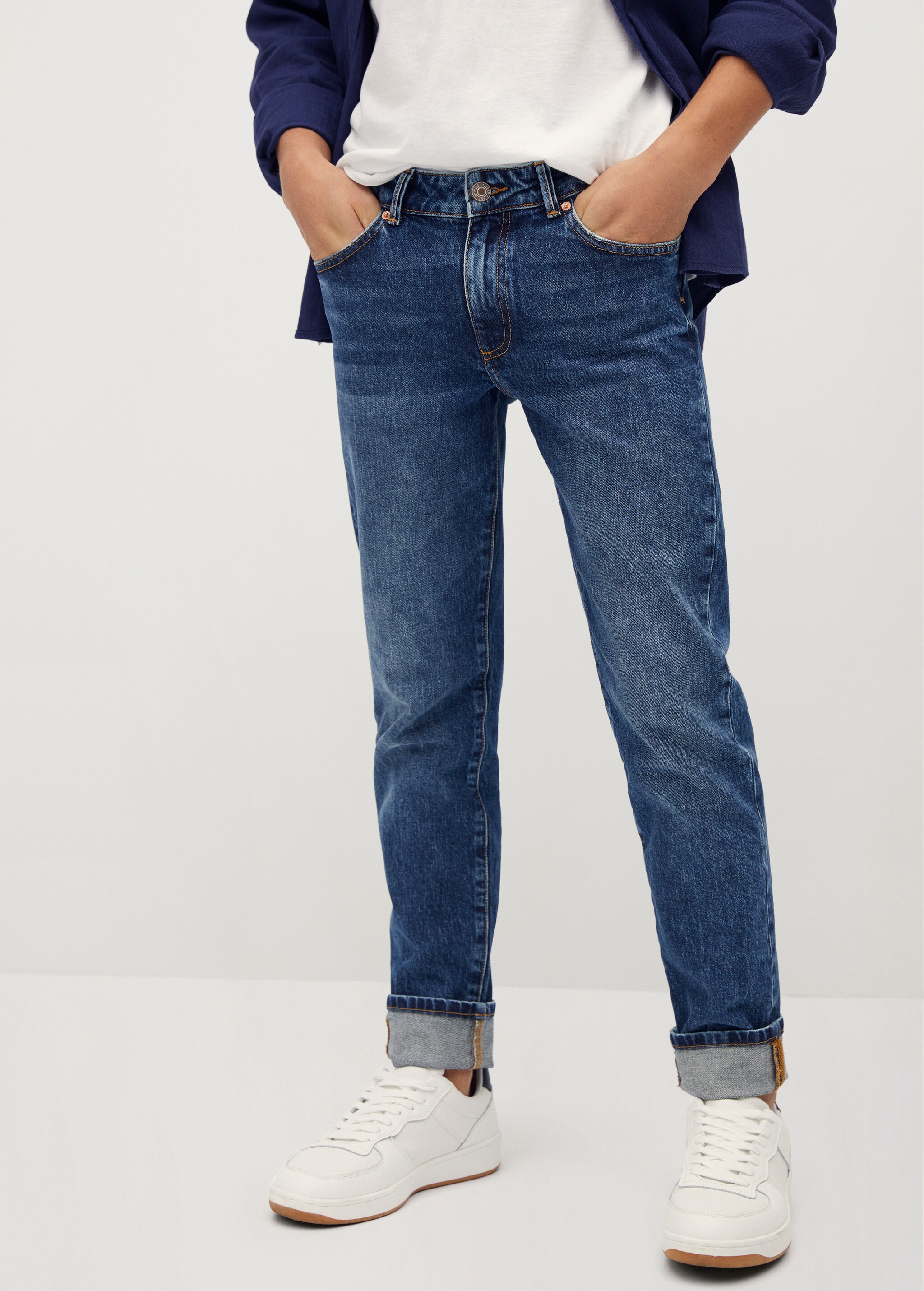 Džíny slim fit oprání vintage - Náhled ve středové rovině