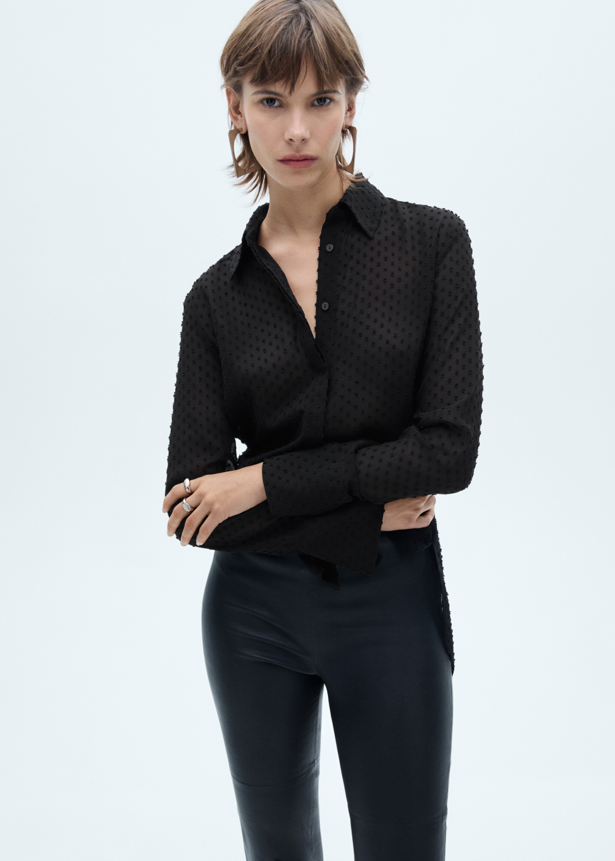 Plumeti shirt with hidden buttons - Medium plane, Black. Ref: 77088263-00.