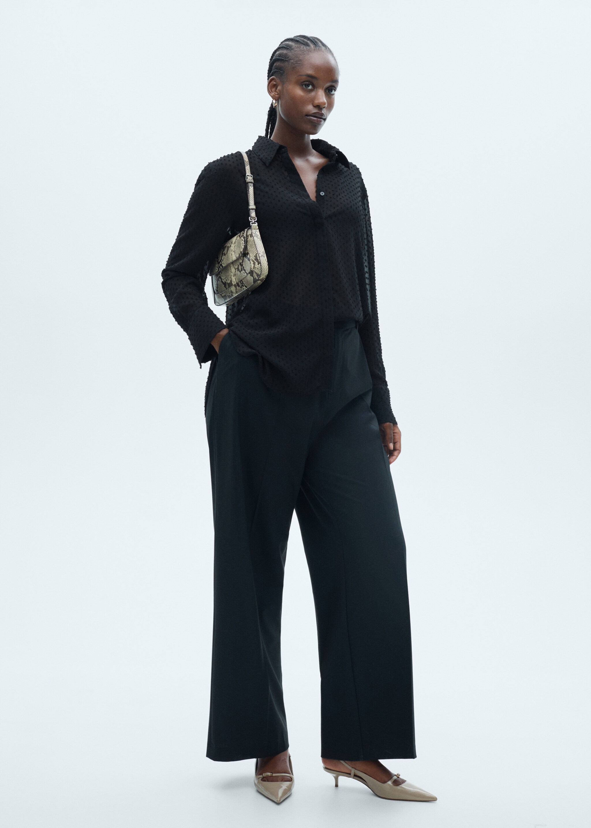 Plumeti shirt with hidden buttons - Details of the article 3, Black. Ref: 77088263-00.