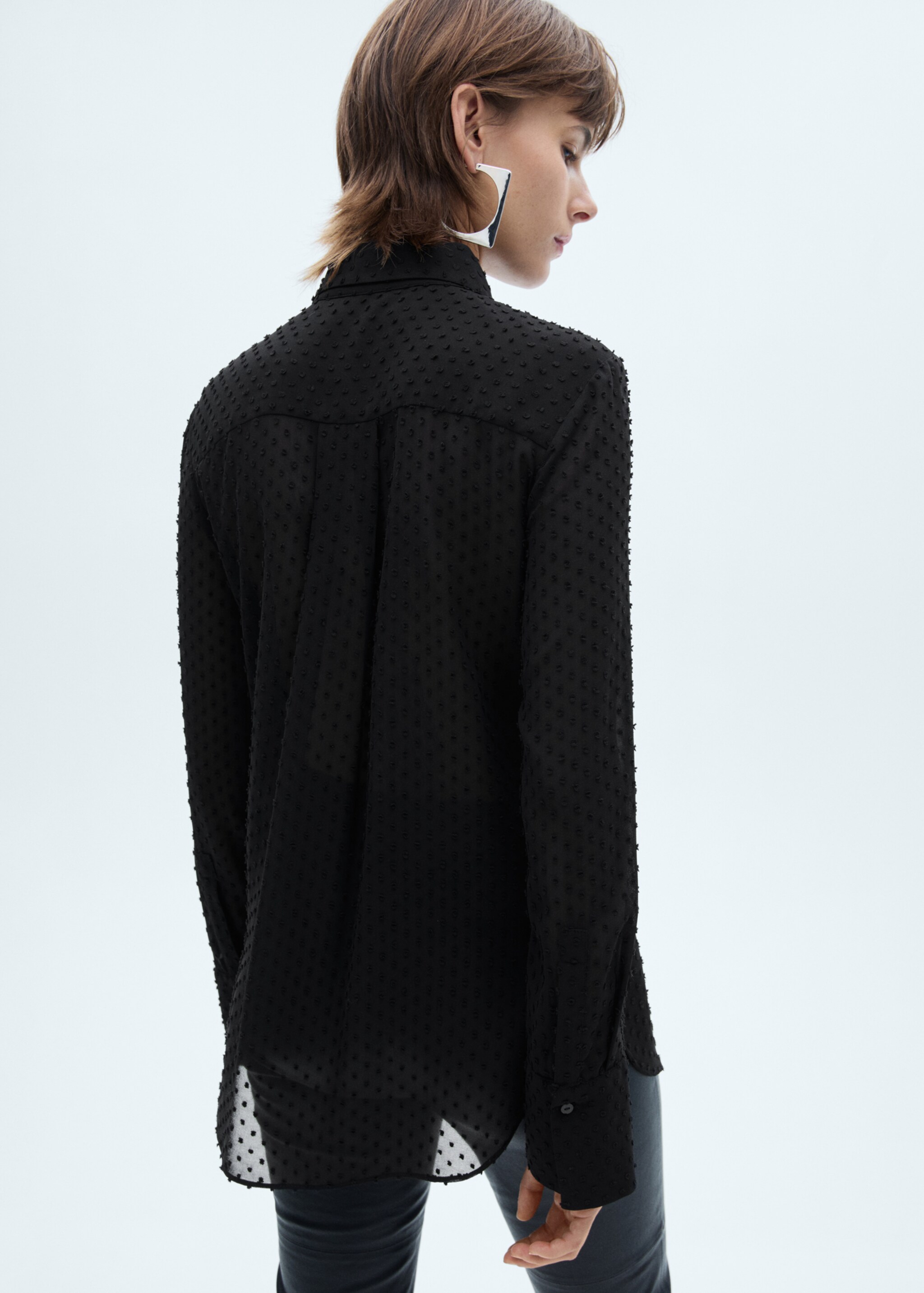 Plumeti shirt with hidden buttons - Reverse of the article, Black. Ref: 77088263-00.