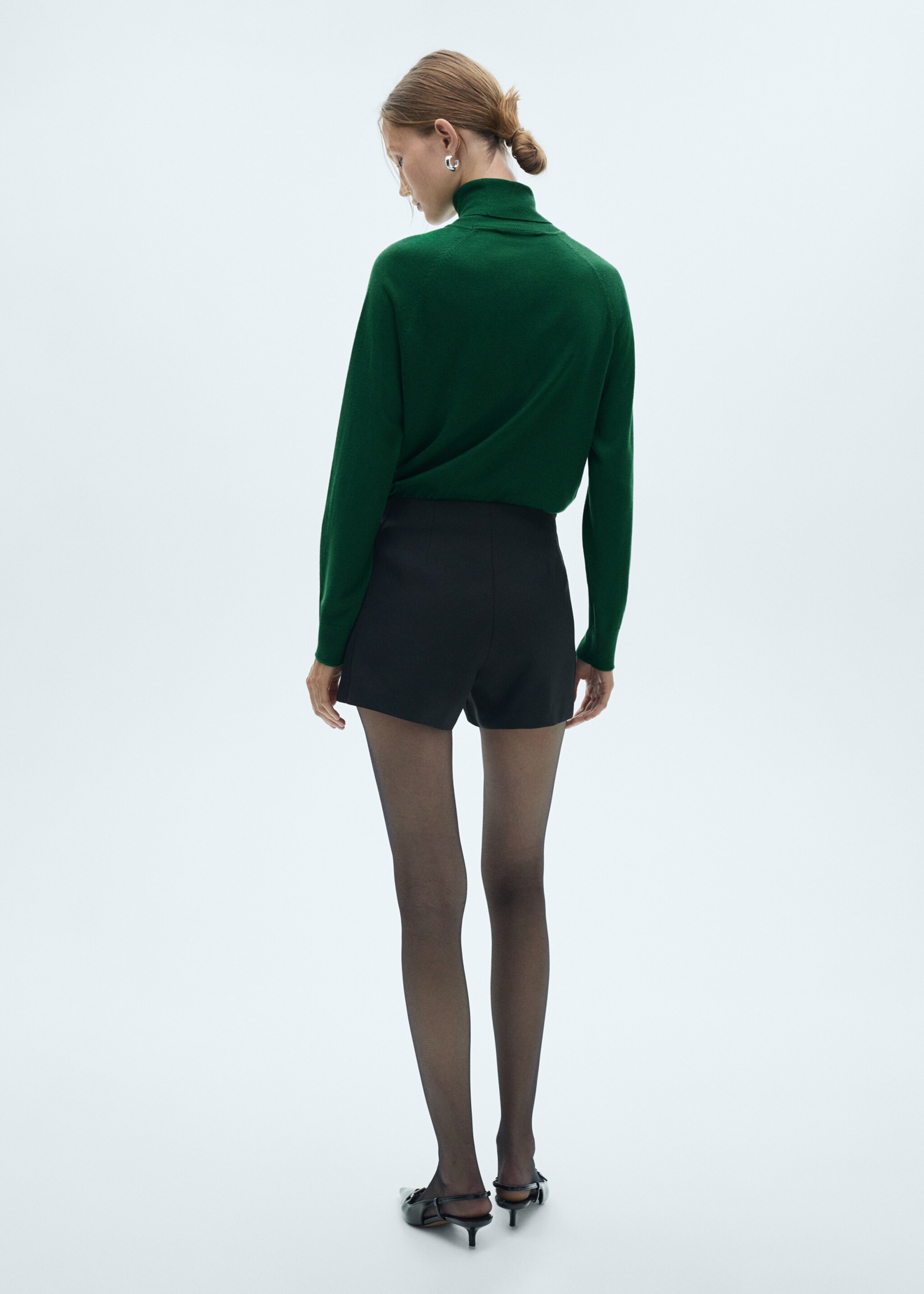 Fine-knit turtleneck sweater - Reverse of the article, Dark Green. Ref: 77088264-00.