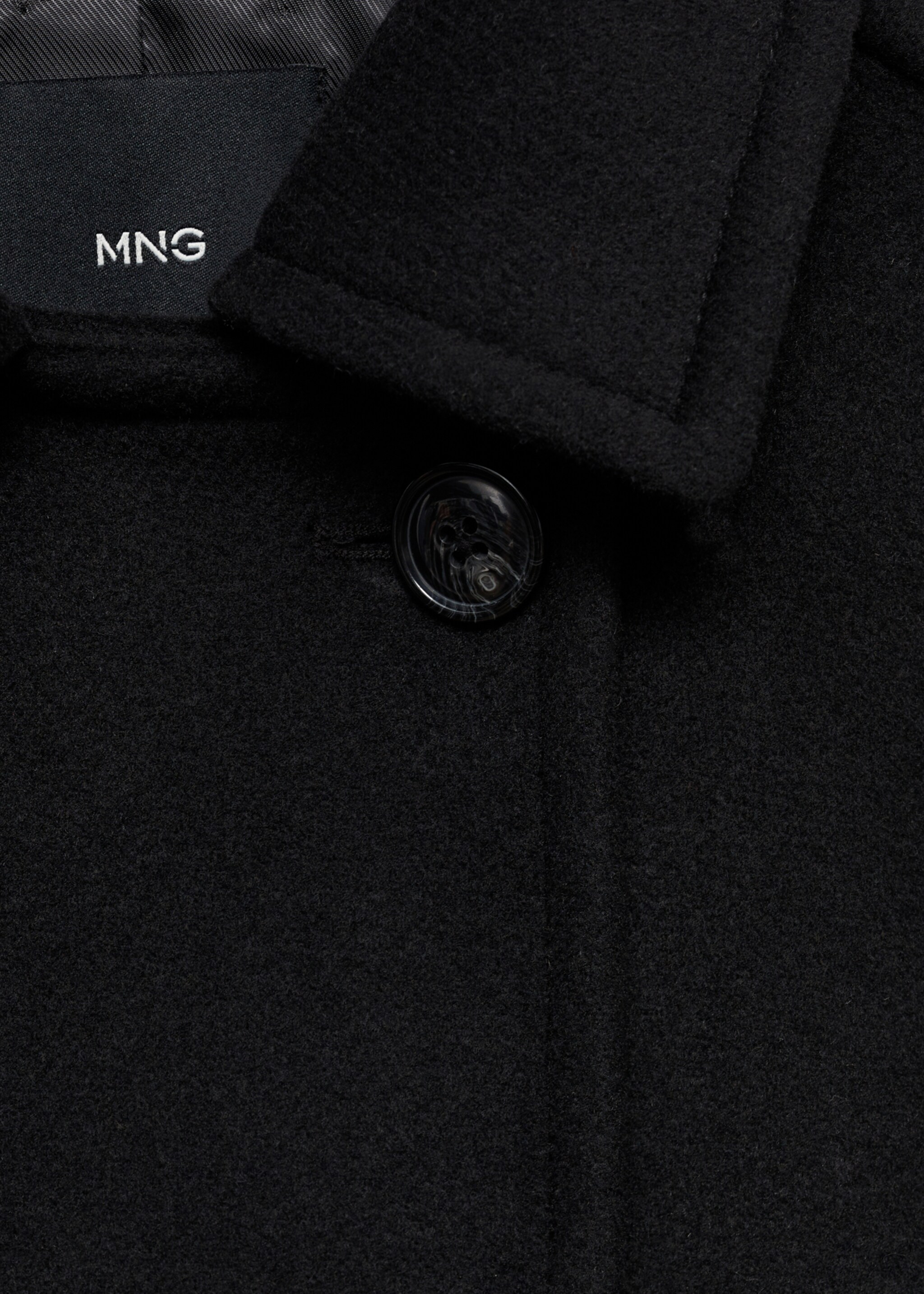 Abrigo mezcla lana doble botonadura - Detalle del artículo 8, Negro. Ref: 77088268-00.