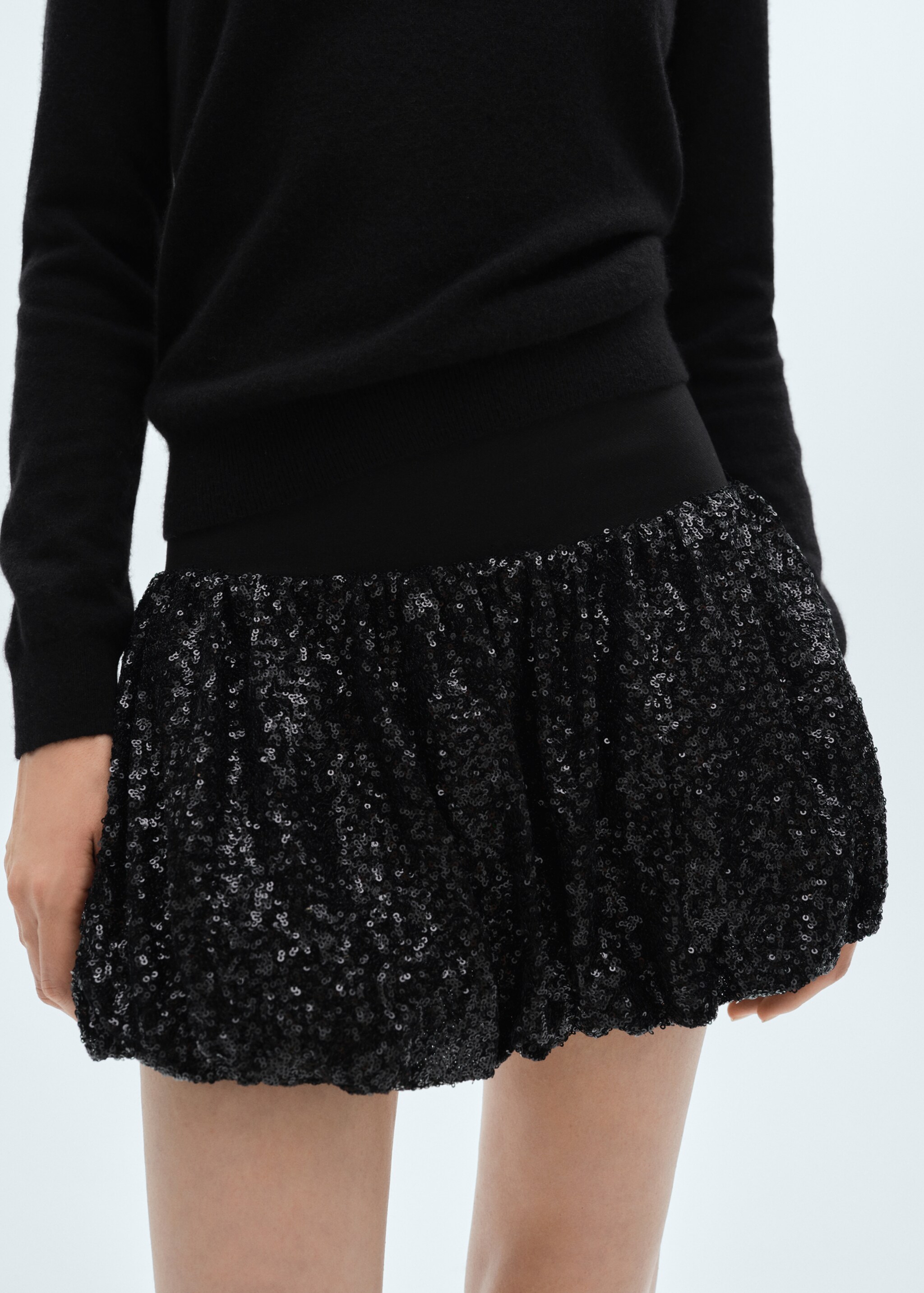 Sequin balloon mini-skirt - Medium plane, Black. Ref: 77088269-00.