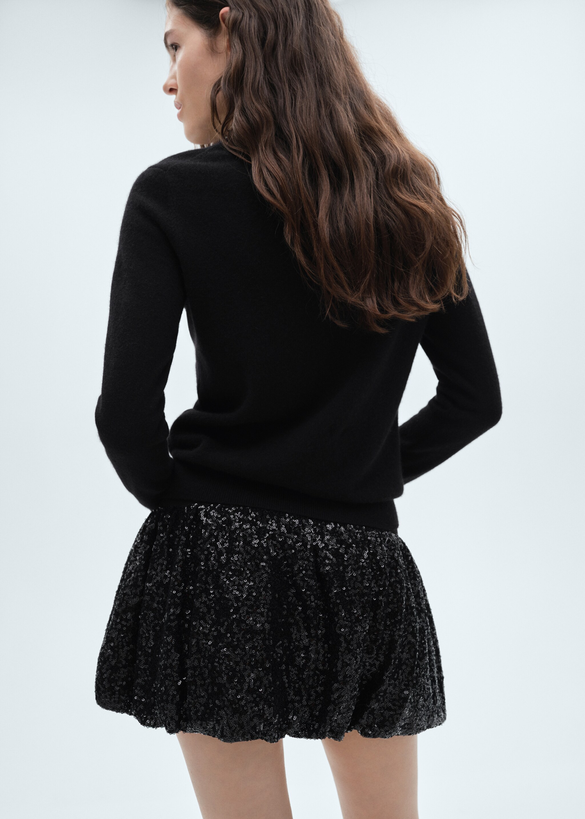 Sequin balloon mini-skirt - Reverse of the article, Black. Ref: 77088269-00.